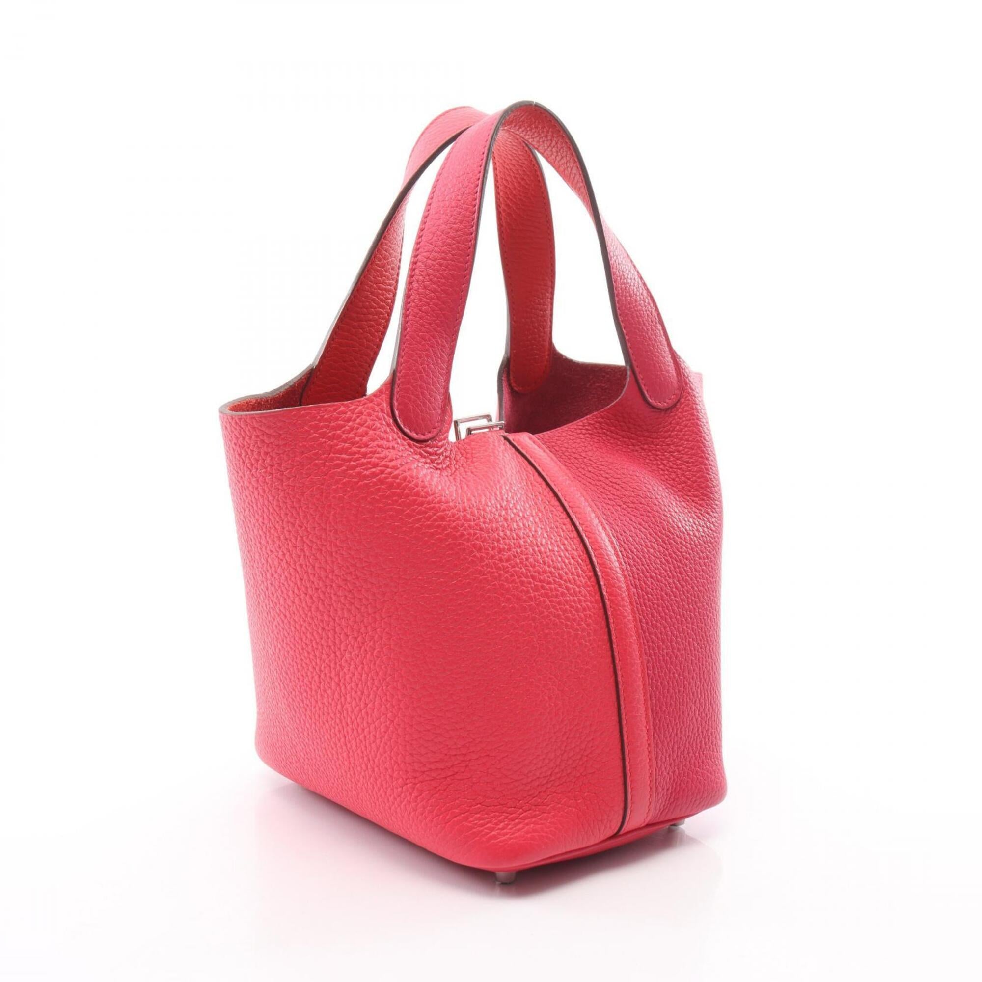 Hermes Pink Red Color Taurillon Clemence Leather Handbag (Pre-Owned)
