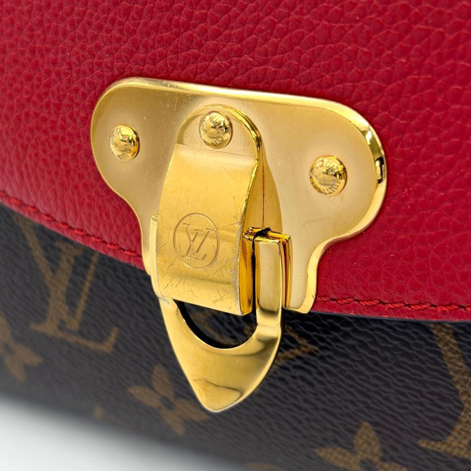 Louis Vuitton Brown Cerise Red Color Monogram Canvas Shoulder Bag (Pre-Owned)