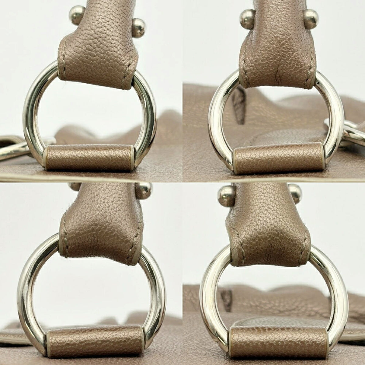 Salvatore Ferragamo Gancini Bronze Leather Handbag (Pre-Owned)
