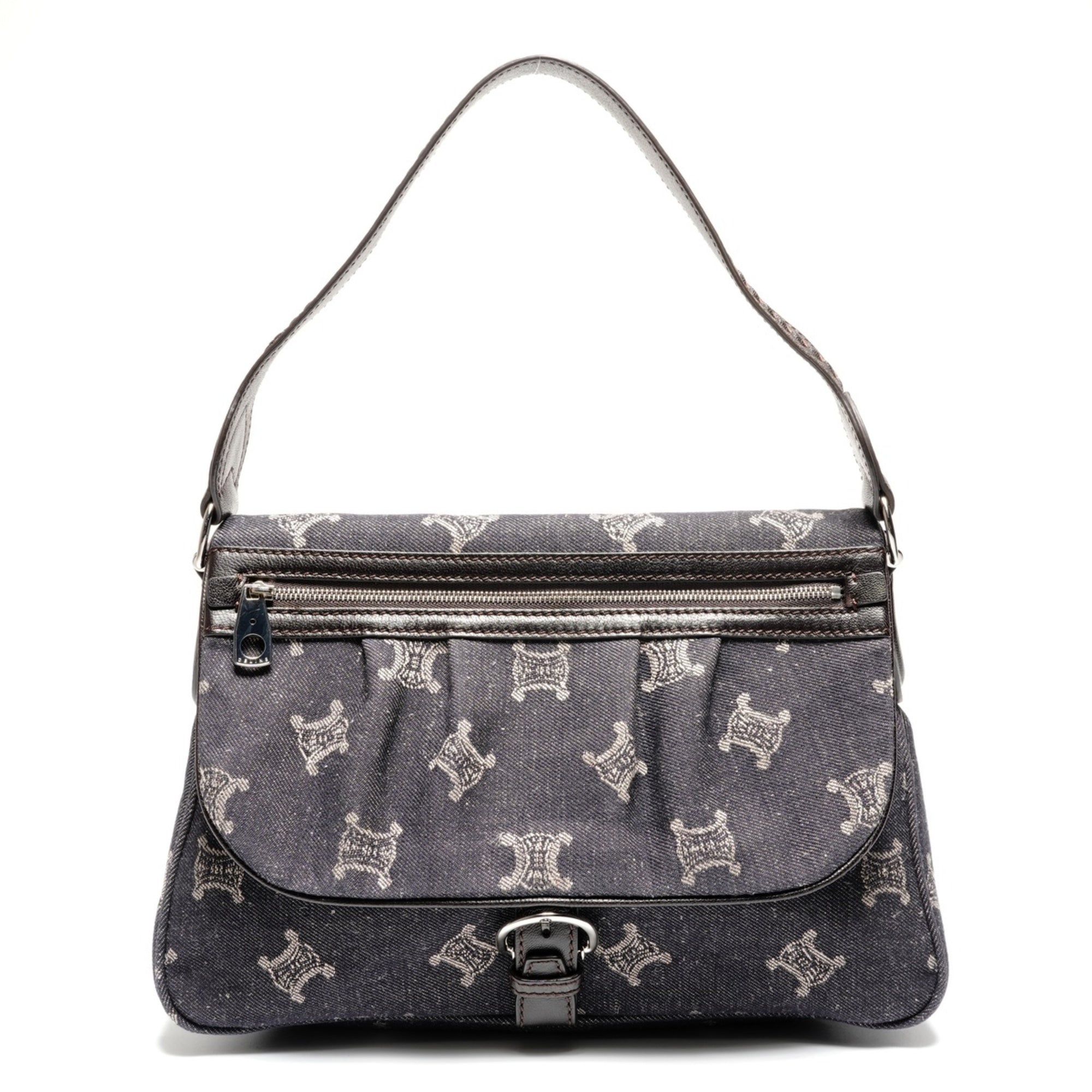 Celine Macadam Navy Denim Shoulder Bag (Pre-Owned)
