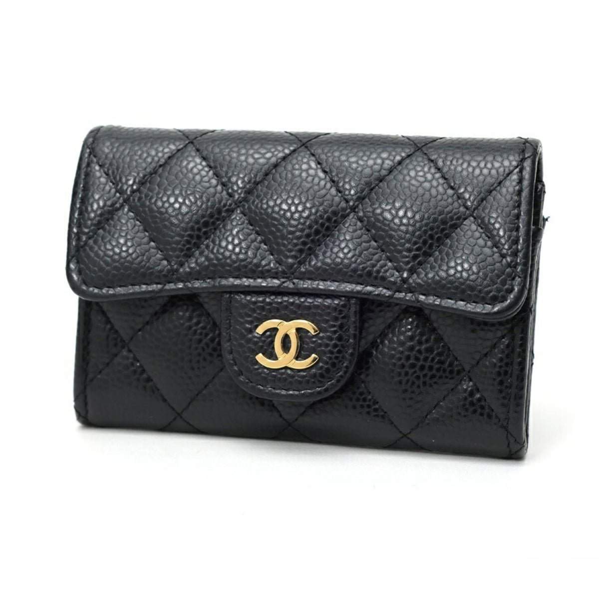 Chanel Matelasse Black Grained Calfskin Coin Purse/Coin Case (Pre-Owned)