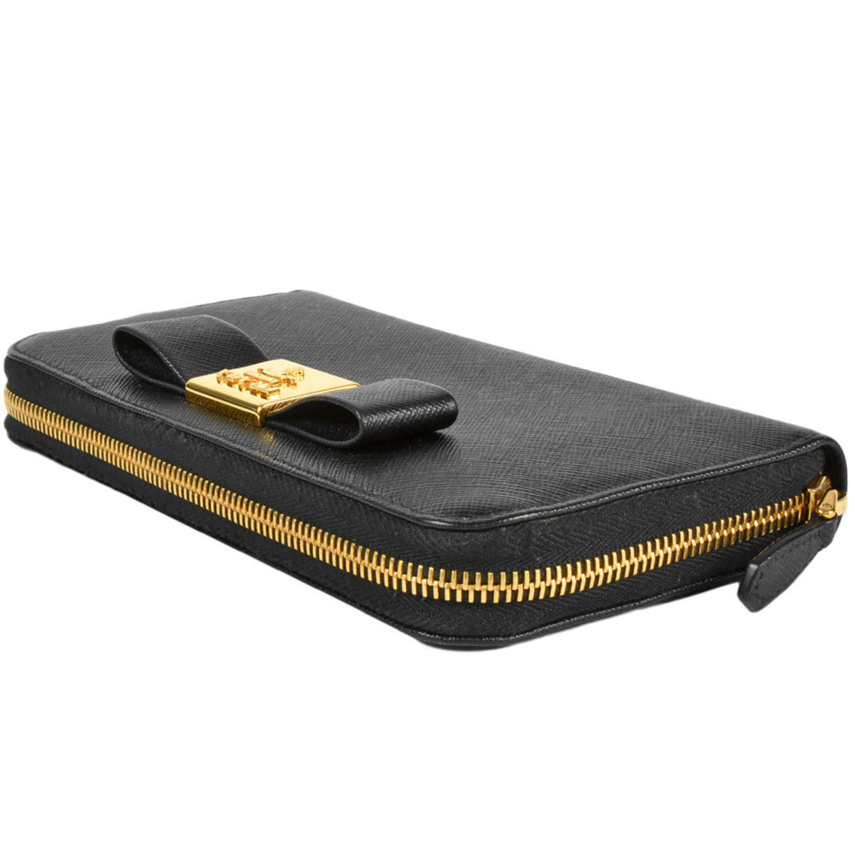 Prada Black Saffiano Long Wallet (Bi-Fold) (Pre-Owned)