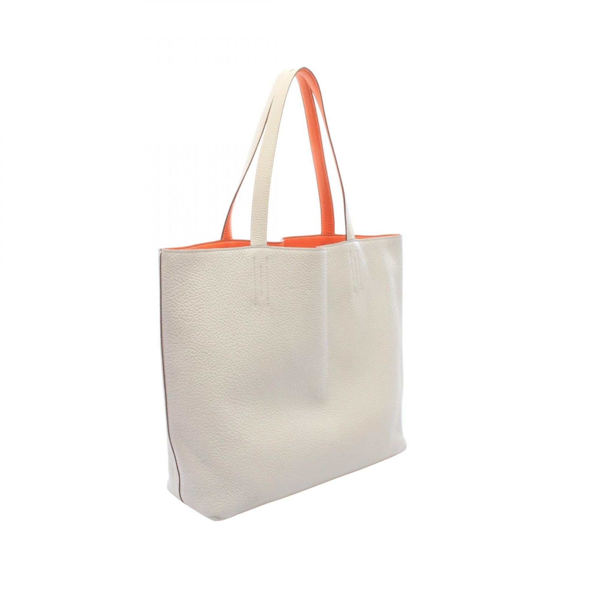 Hermes Gray Orange Taurillon Clemence Leather Handbag Tote Bag (Pre-Owned)