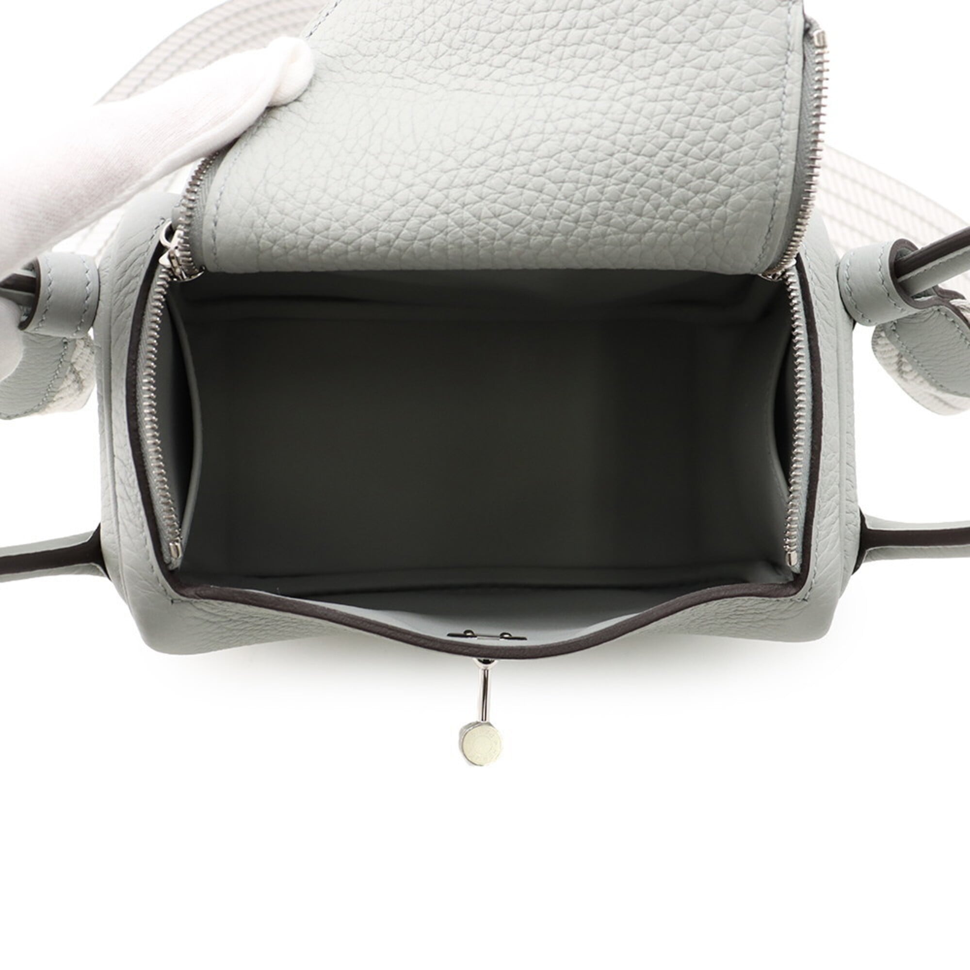 Hermes Gray Taurillon Clemence Leather Handbag (Pre-Owned)