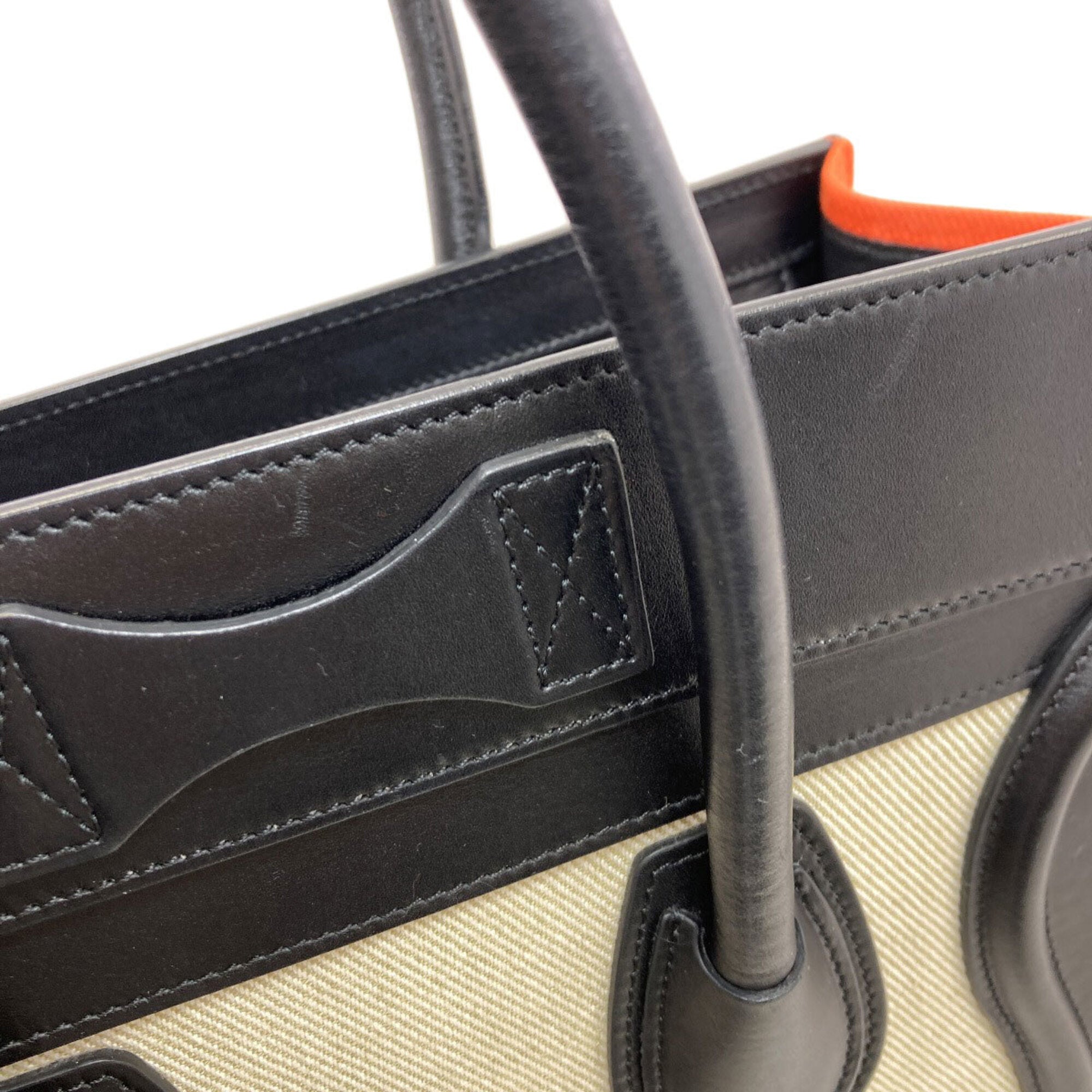 Celine Black Orange White Canvas Leather Handbag (Pre-Owned)