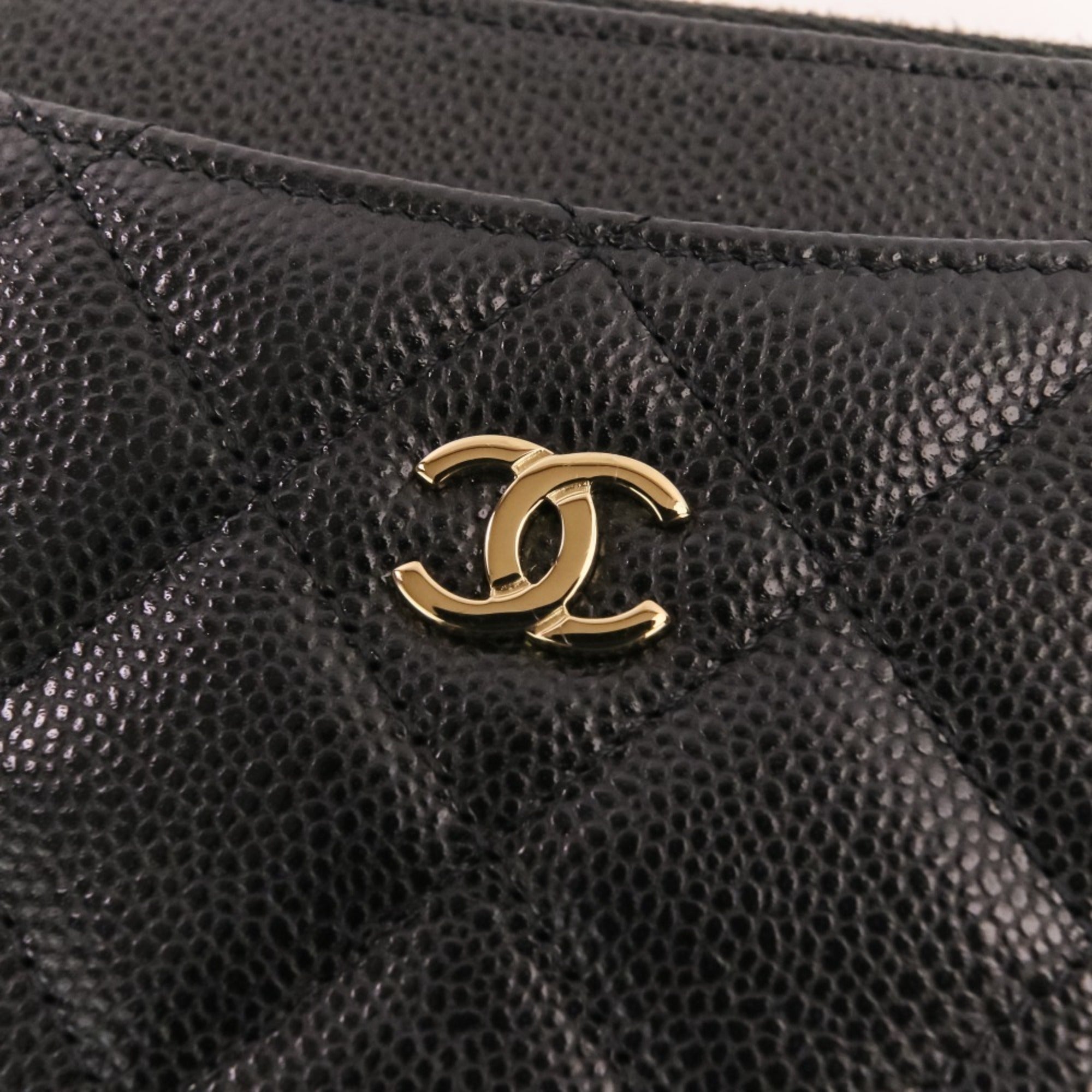 Chanel Black Grained Calfskin Coin Purse/Coin Case (Pre-Owned)