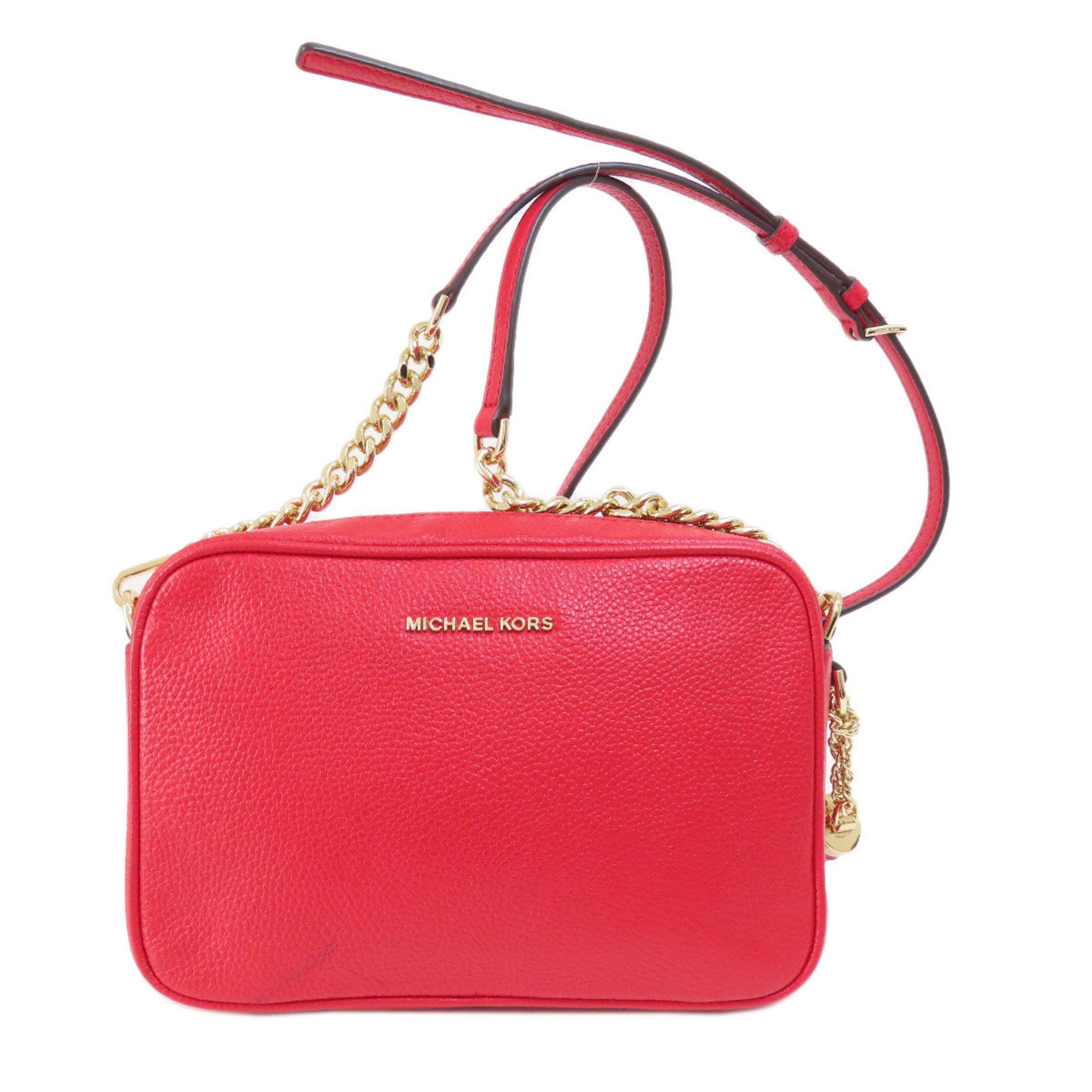 Michael Kors Red Color Leather Shoulder Bag (Pre-Owned)