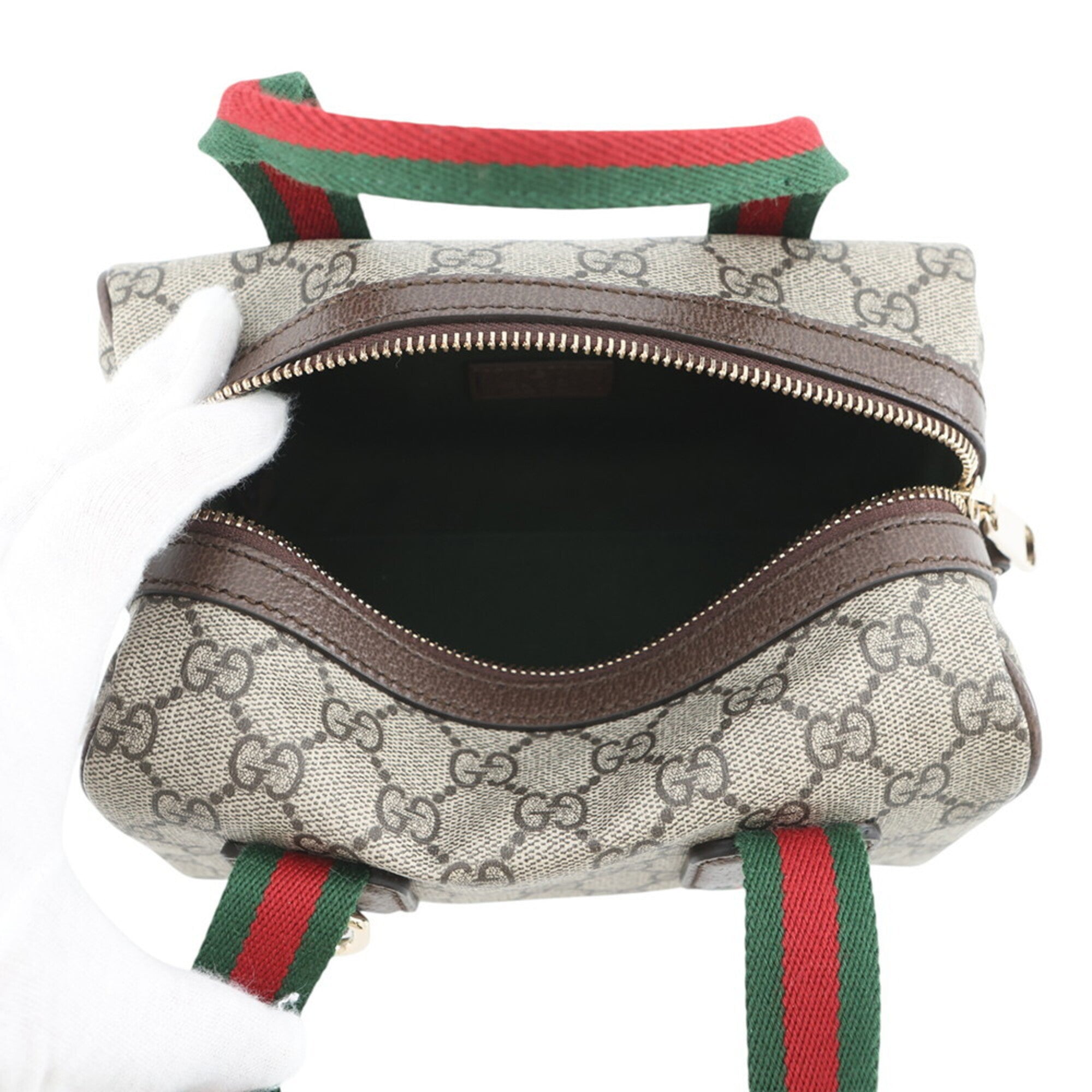 Gucci Beige Brown Champagne Gold Gg Supreme Leather Handbag (Pre-Owned)