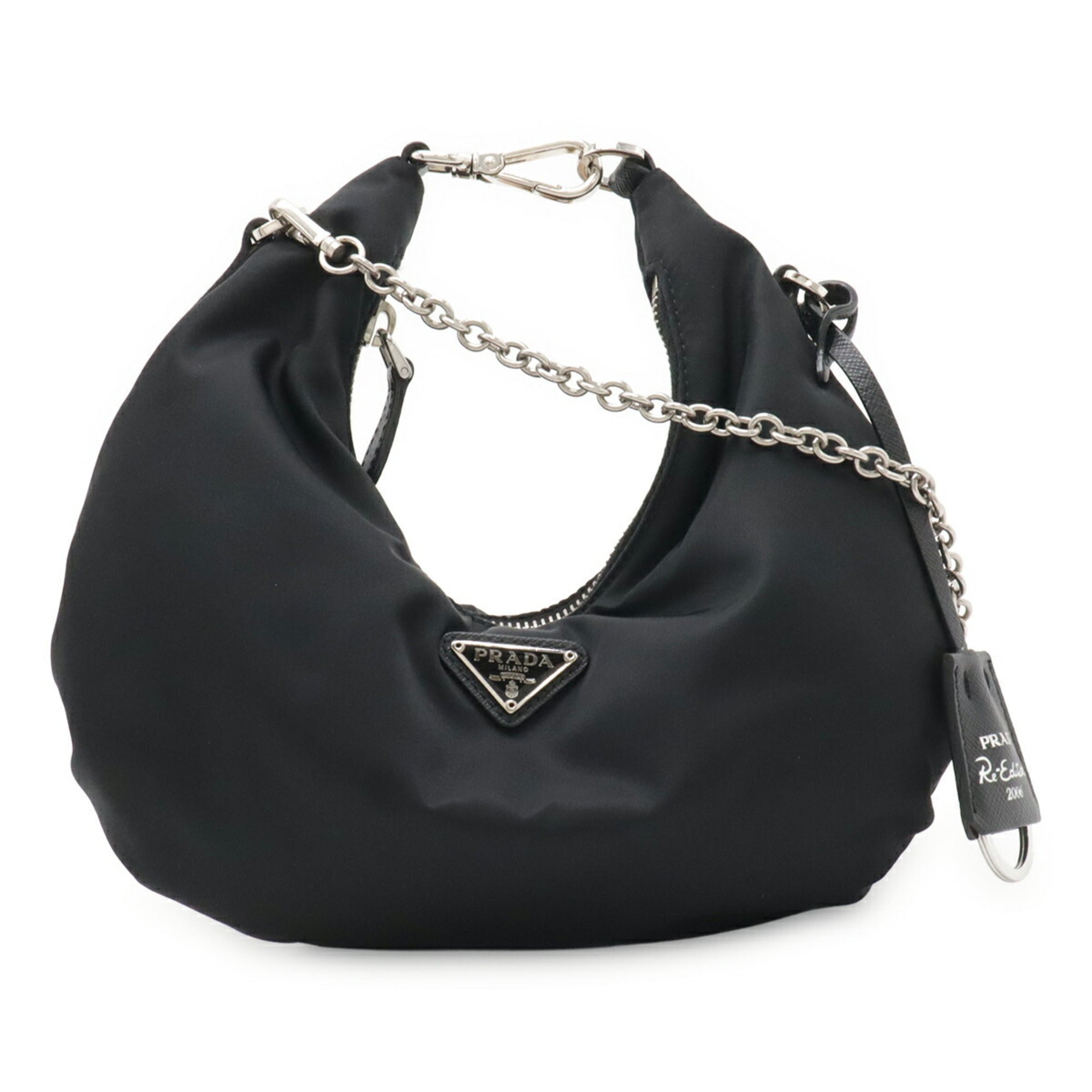 Prada Black Nero Nylon Leather Shoulder Bag (Pre-Owned)