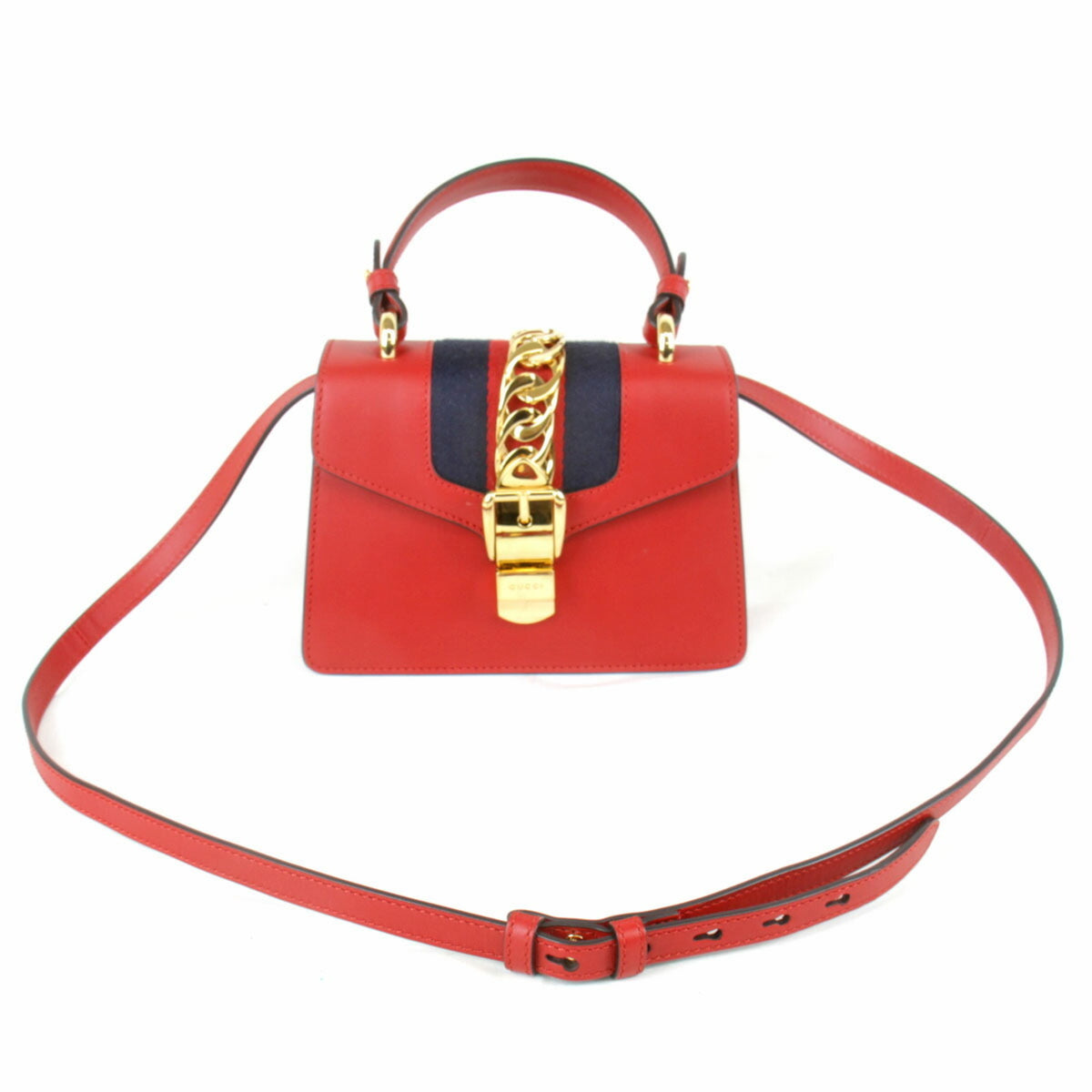 Gucci Red Color Leather Shoulder Bag (Pre-Owned)