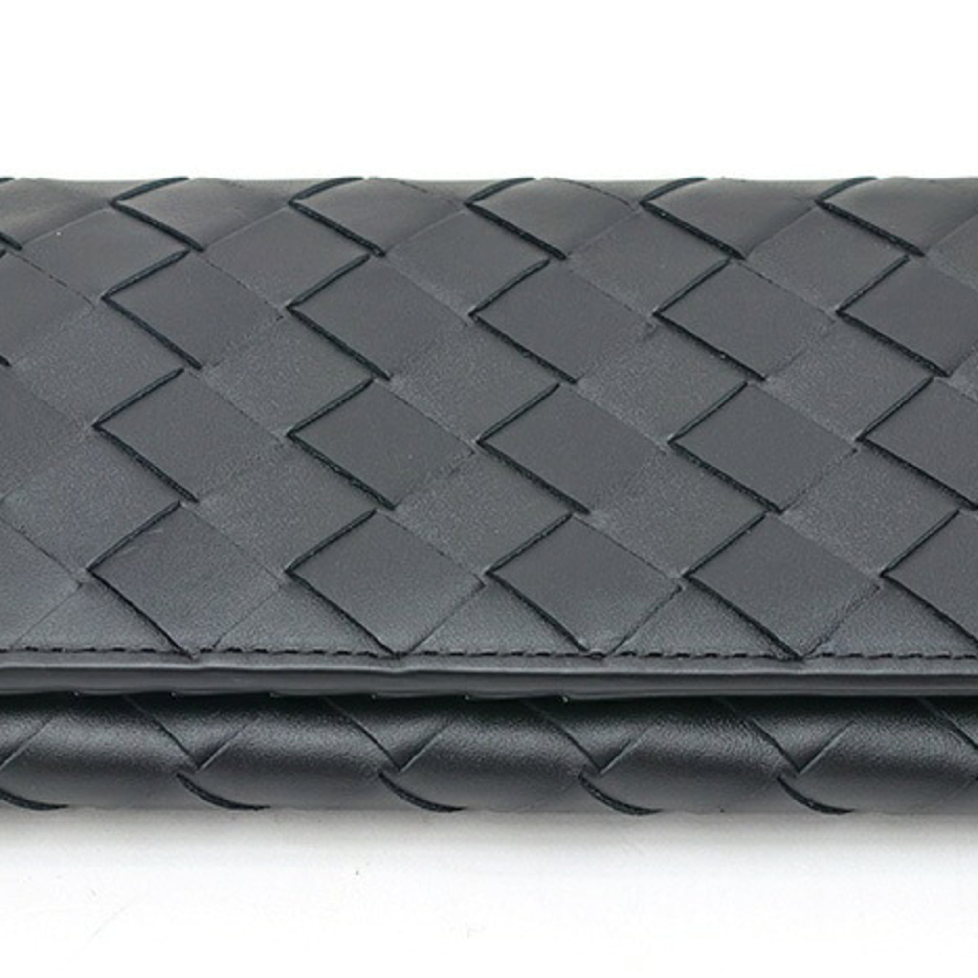 Bottega Veneta Black Green Leather Long Wallet (Bi-Fold) (Pre-Owned)