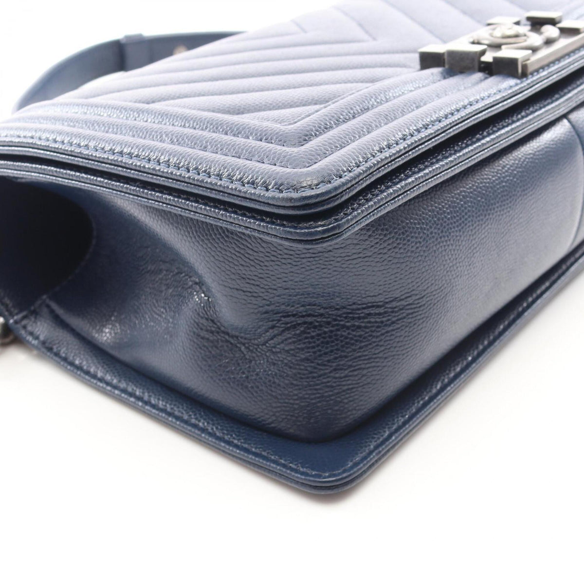 Chanel Navy Grained Calfskin Shoulder Bag (Pre-Owned)
