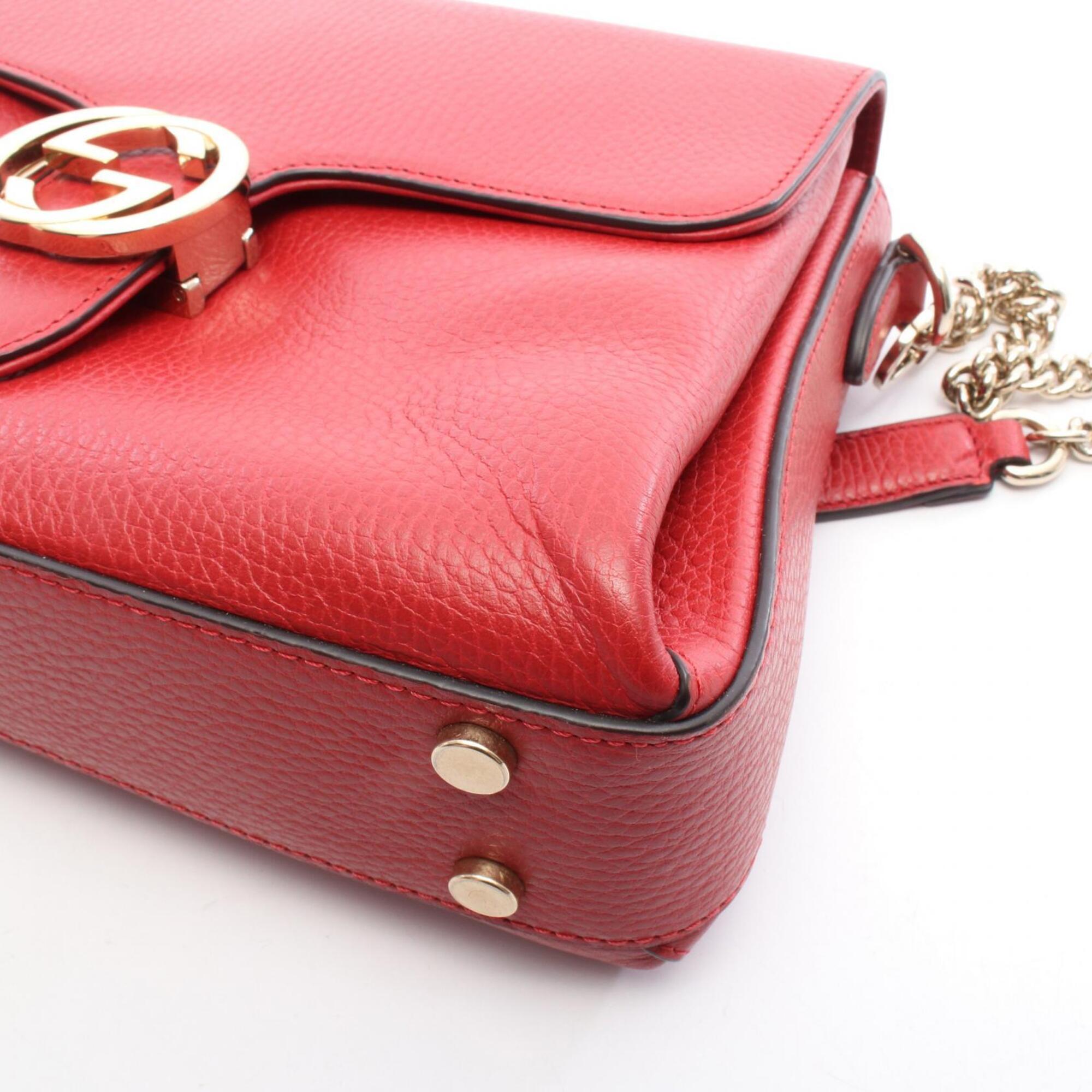Gucci Red Color Leather Handbag (Pre-Owned)