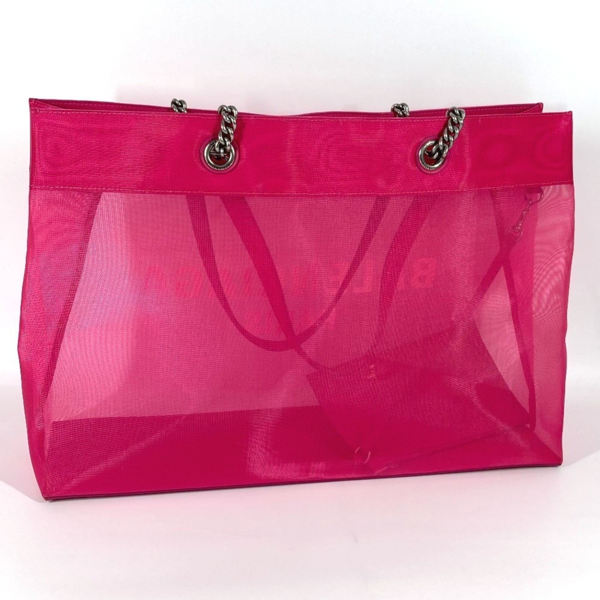 Balenciaga Pink White Polyester Leather Shoulder Bag Tote Bag (Pre-Owned)