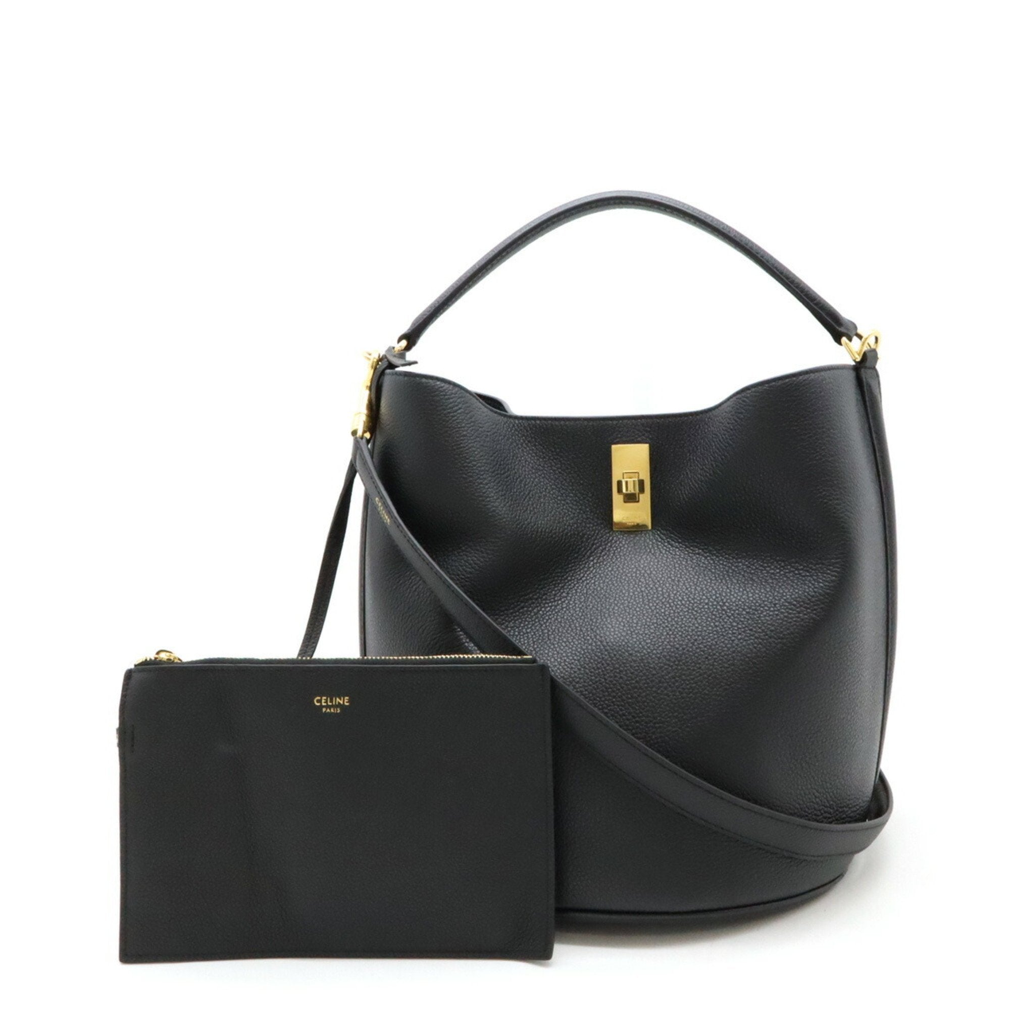 Celine Black Leather Handbag Shoulder Bag (Pre-Owned)