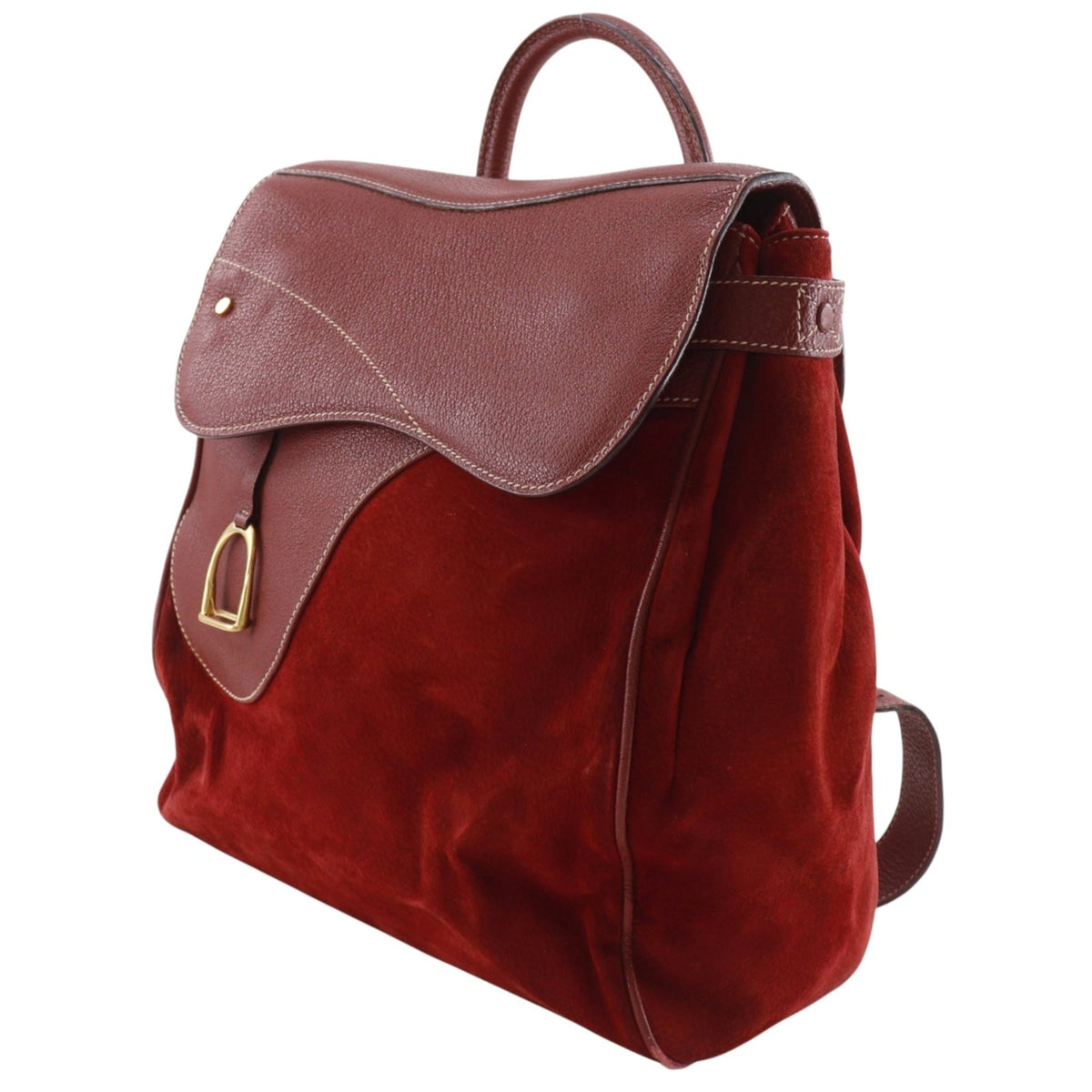 Gucci Red Color Suede Leather Backpack (Pre-Owned)