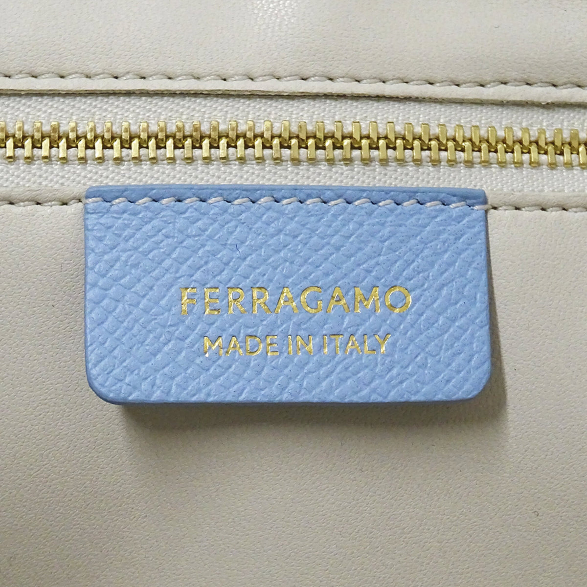 Salvatore Ferragamo Light Blue Leather Handbag Shoulder Bag Tote Bag (Pre-Owned)