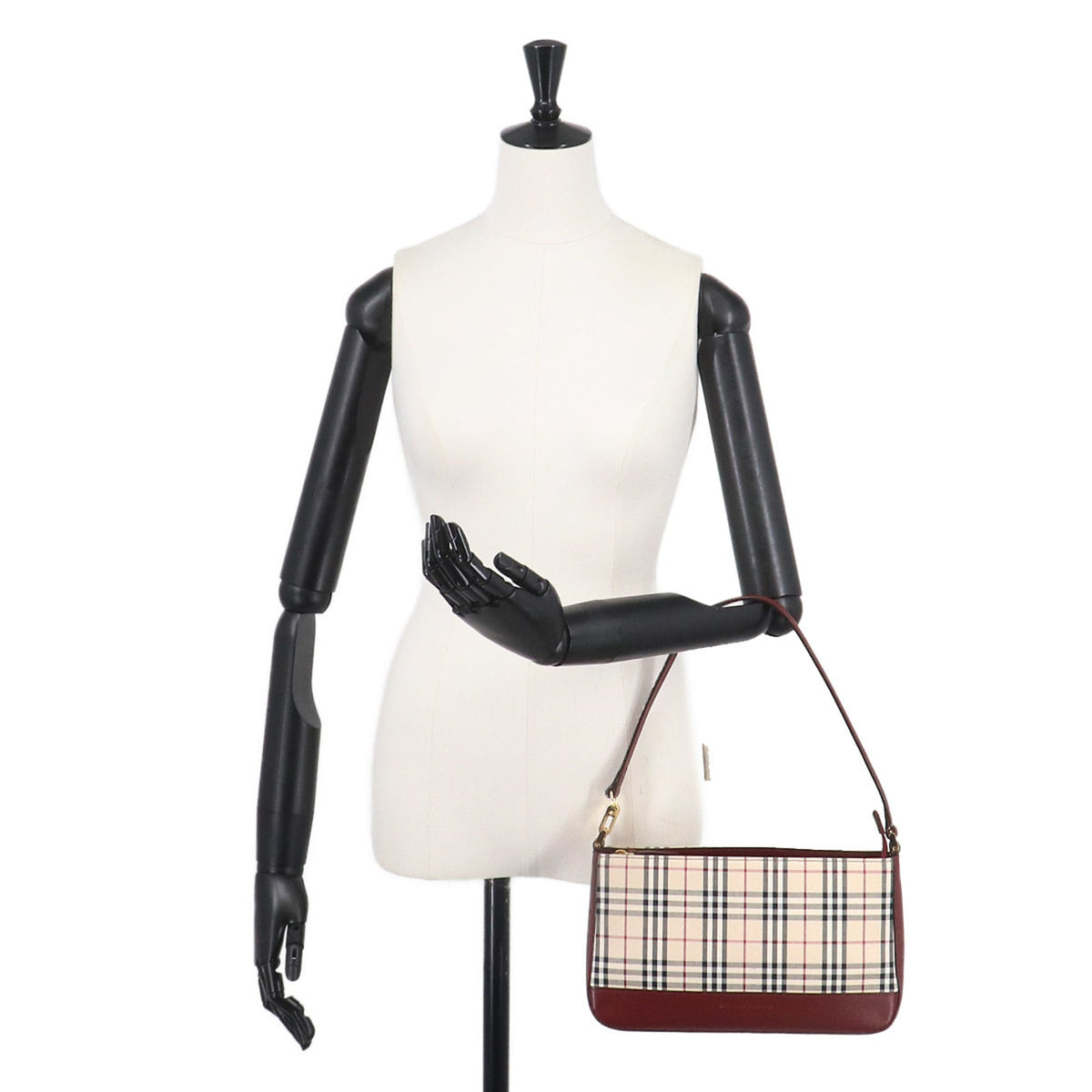 Burberry Beige Bordeaux Canvas Leather Shoulder Bag (Pre-Owned)