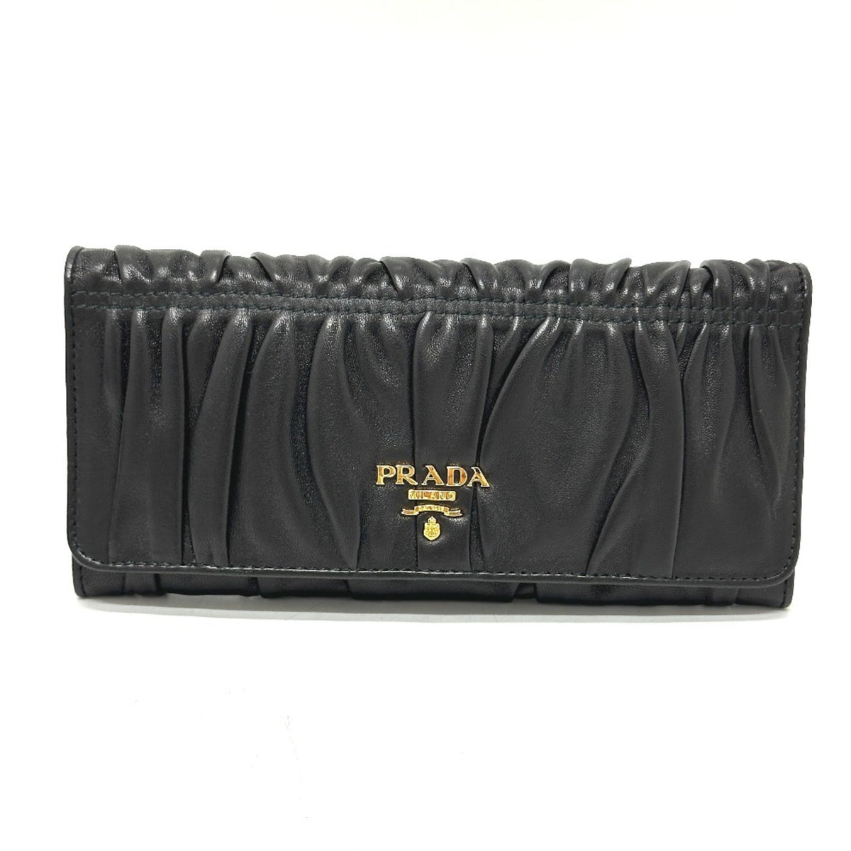 Prada Black Leather Long Wallet (Bi-Fold) (Pre-Owned)