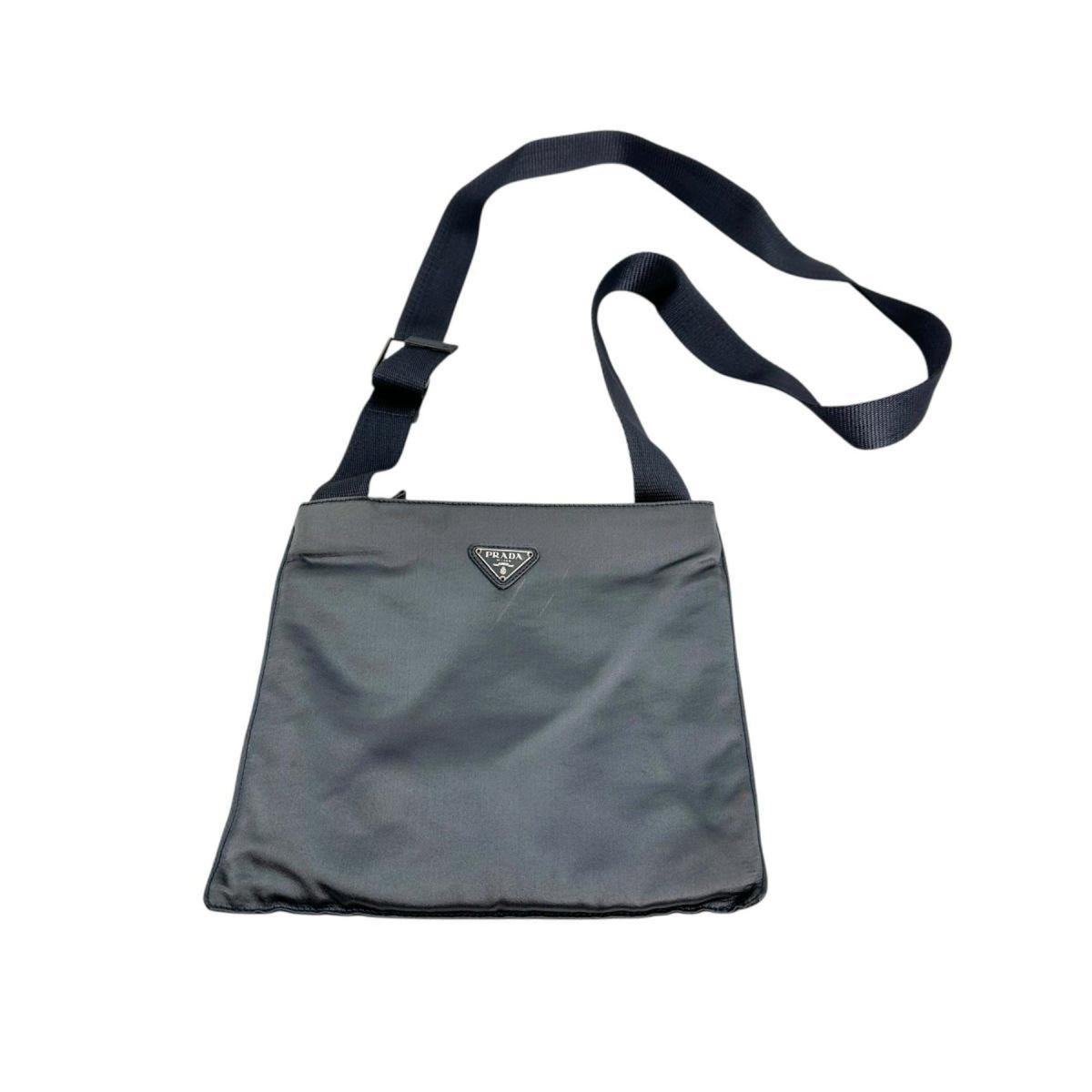 Prada Gray Satin Pochette Shoulder Bag (Pre-Owned)