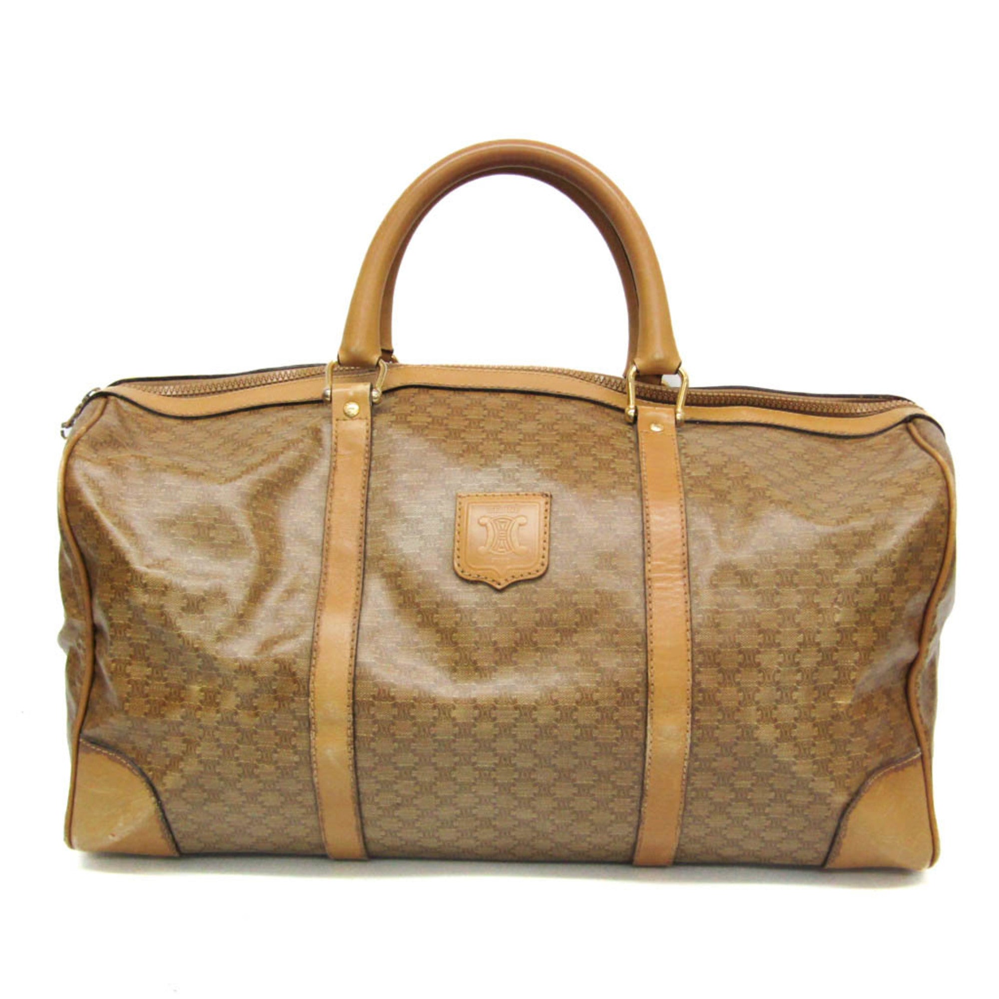Celine Macadam Beige Pvc Leather Boston Bag (Pre-Owned)