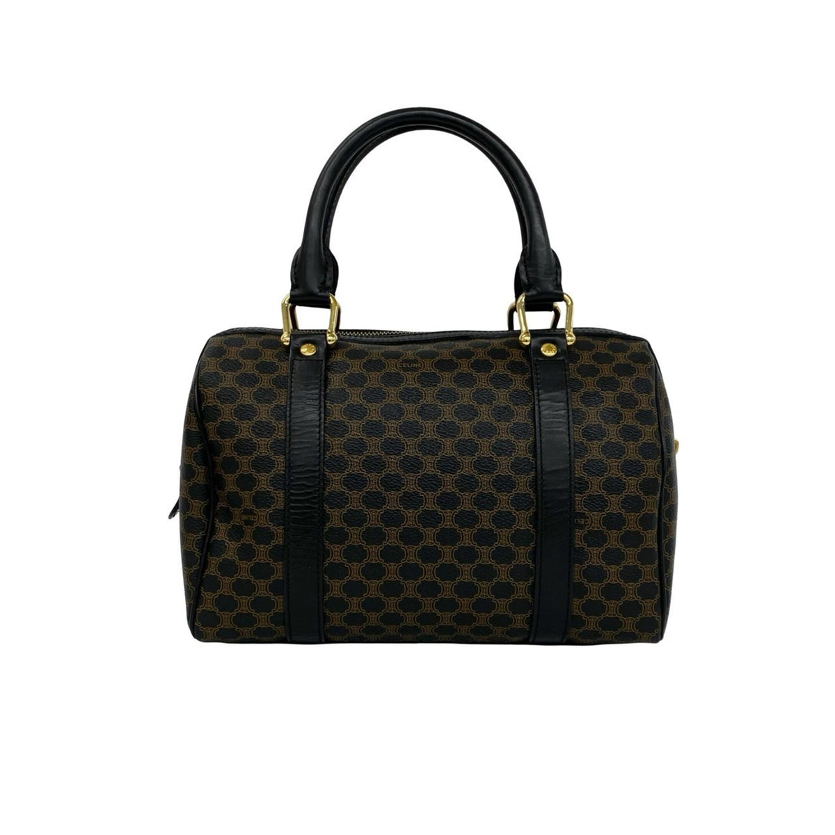 Celine Black Brown Leather Pvc Boston Bag Handbag (Pre-Owned)