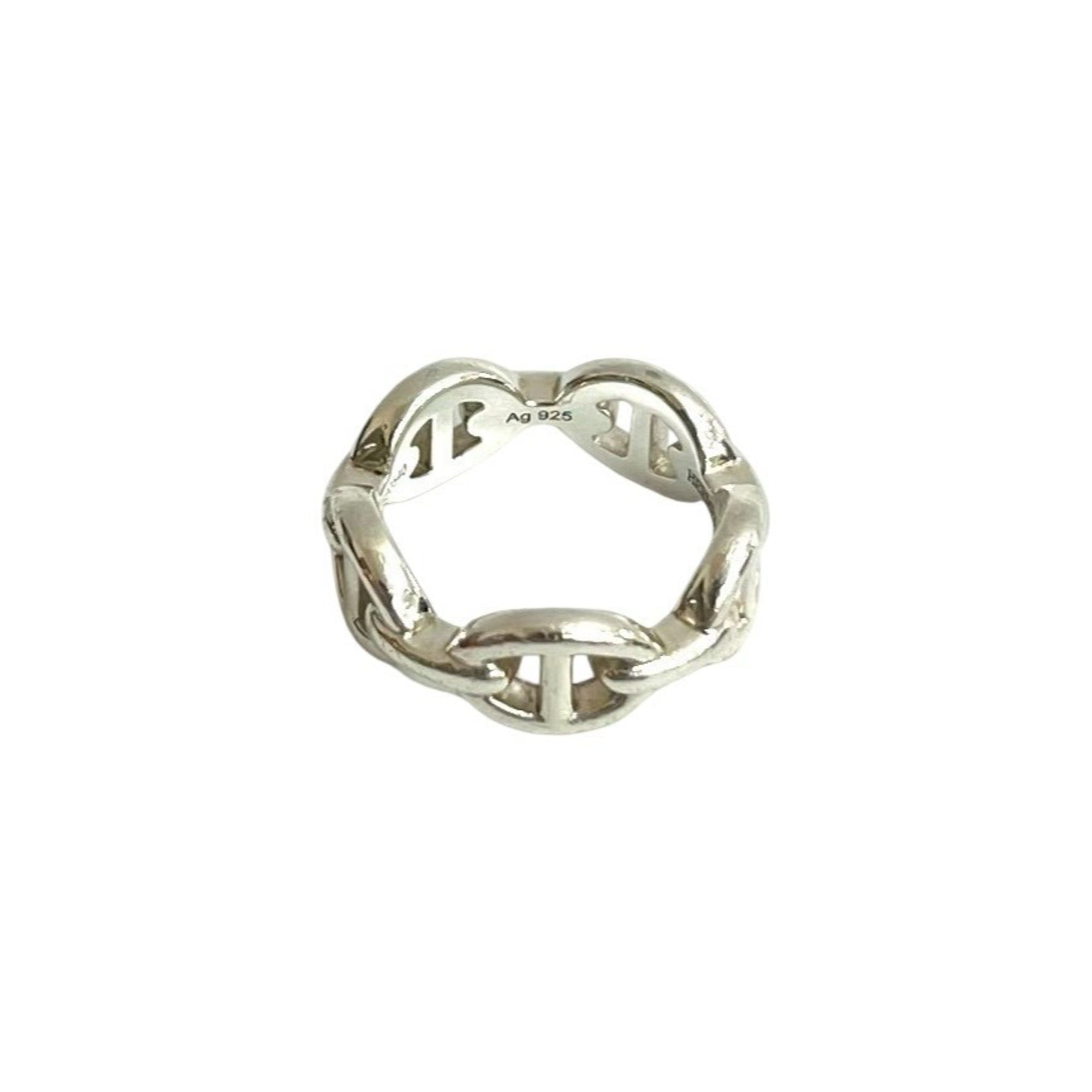 Hermes Silver Silver 925 Band Ring (Pre-Owned)