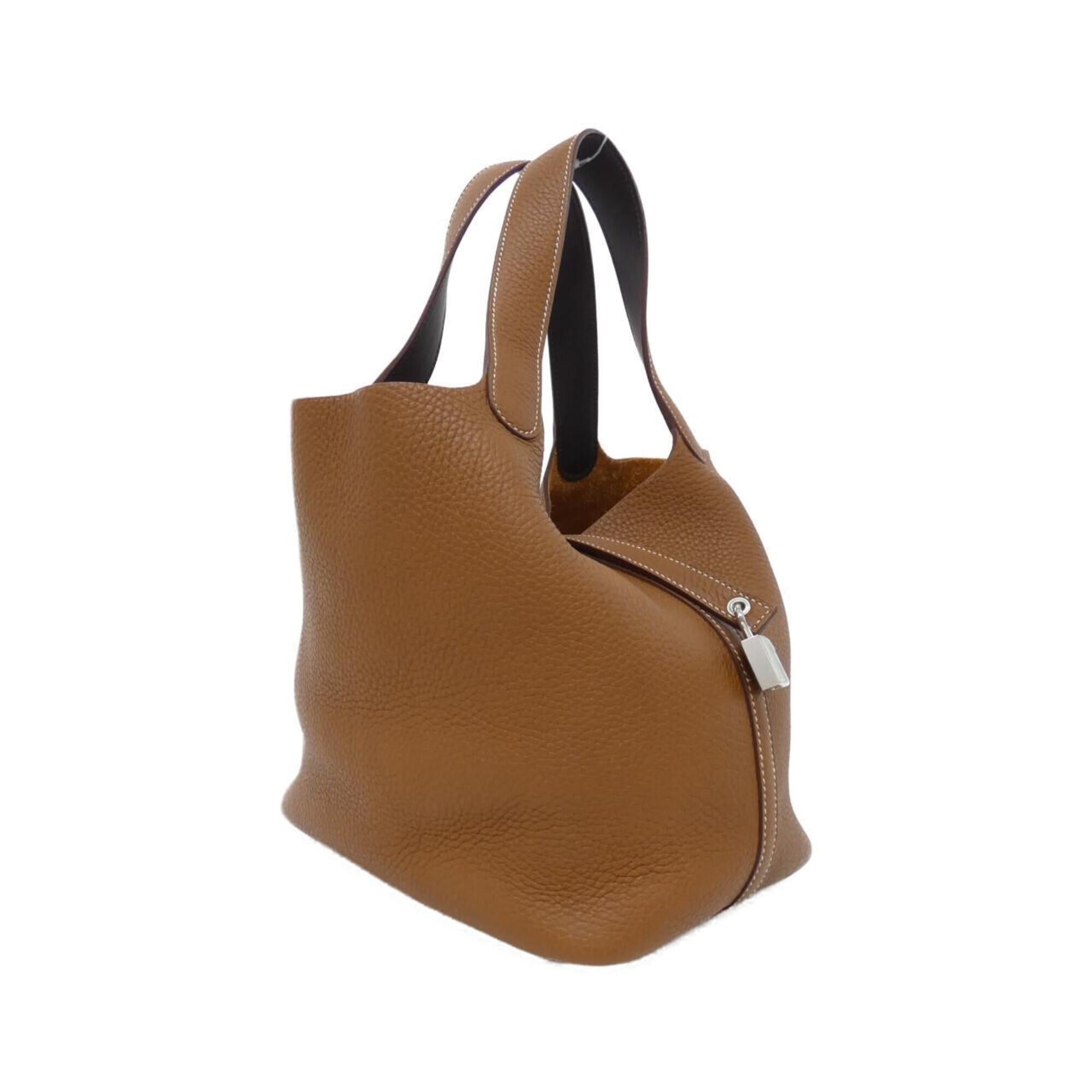 Hermes Brown Gold Brown Taurillon Clemence Leather Swift Leather Handbag (Pre-Owned)