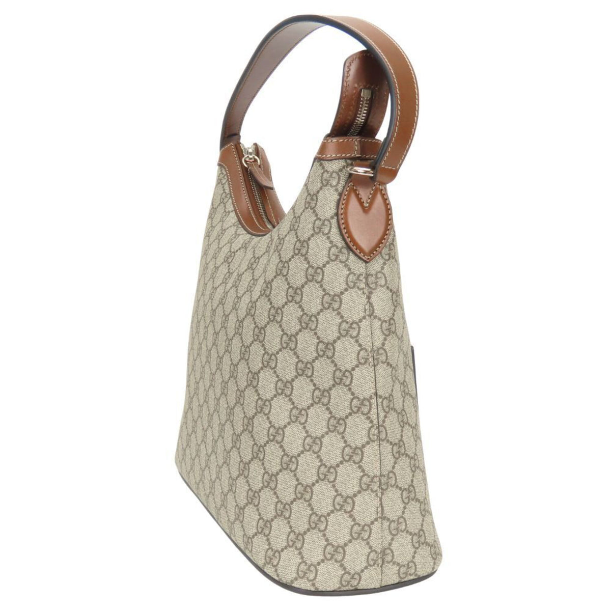 Gucci Beige Brown Gg Supreme Canvas Leather Shoulder Bag (Pre-Owned)