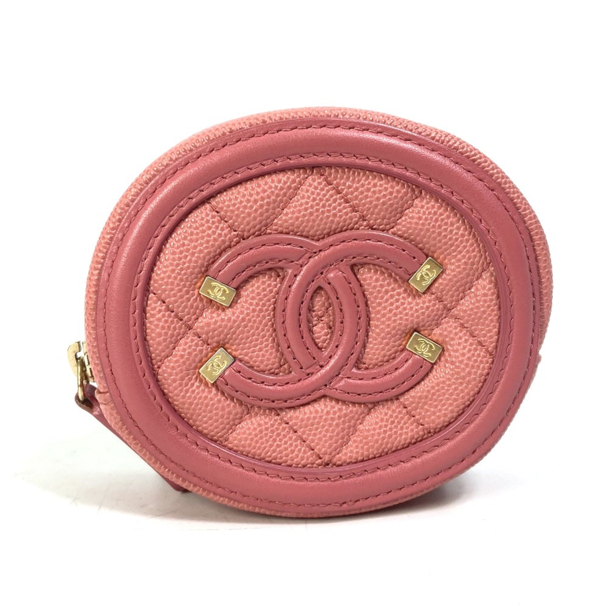 Chanel Pink Leather Coin Purse/Coin Case (Pre-Owned)