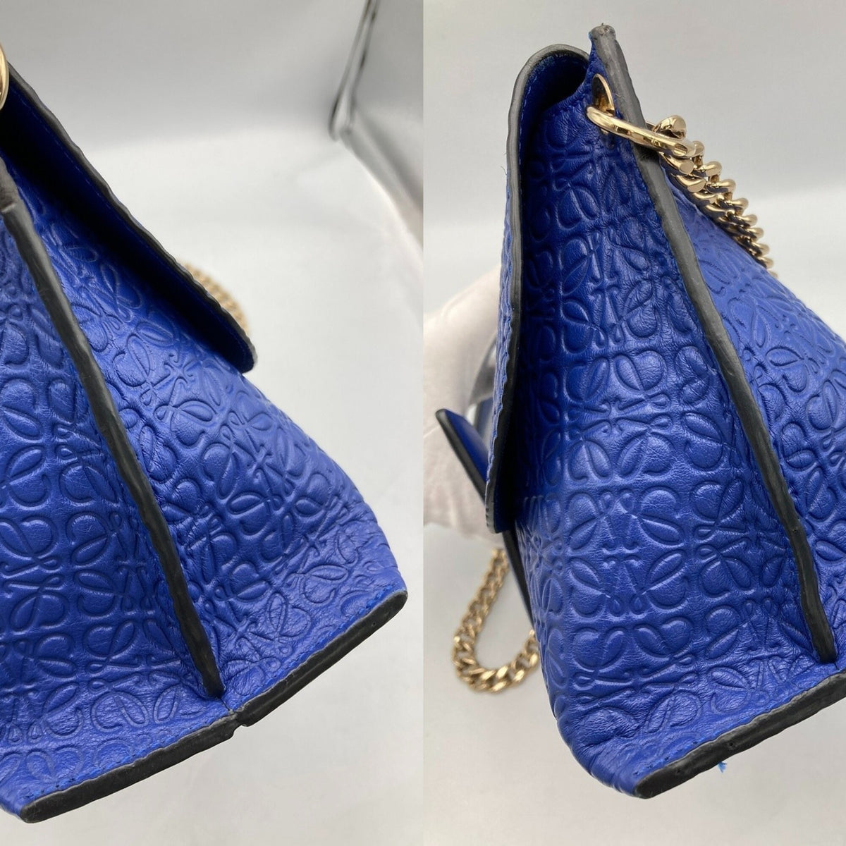 Loewe Avenue Blue Leather Shoulder Bag (Pre-Owned)