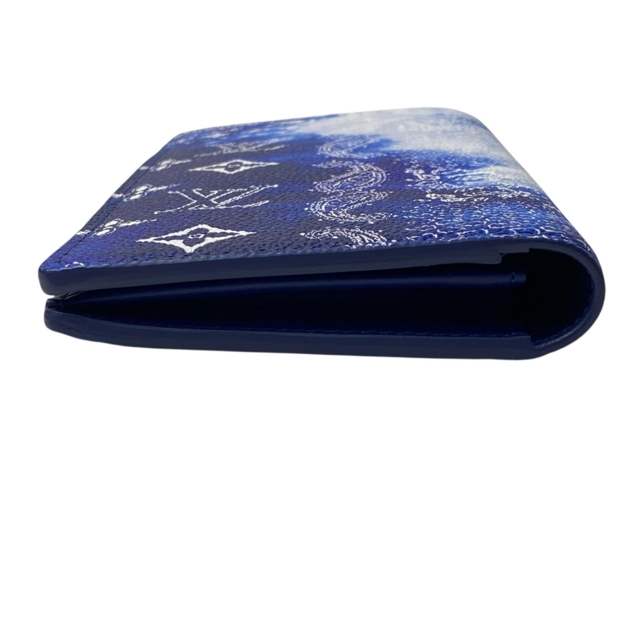 Louis Vuitton Blue Leather Long Wallet (Bi-Fold) (Pre-Owned)
