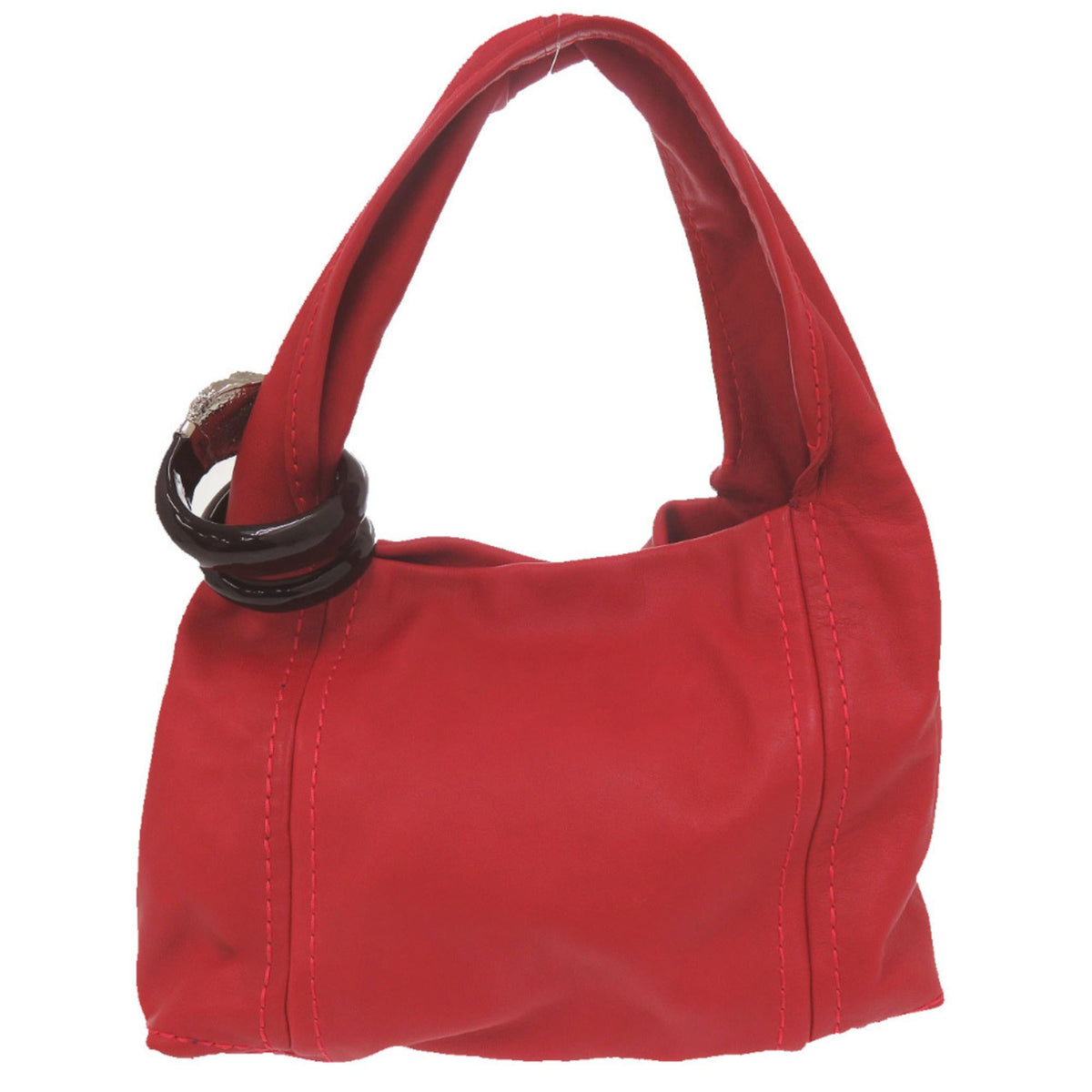 Jimmy Choo Red Color Leather Shoulder Bag (Pre-Owned)