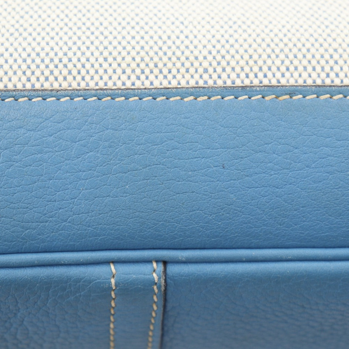 Hermes Trim Blue Natural Toile H Shoulder Bag (Pre-Owned)