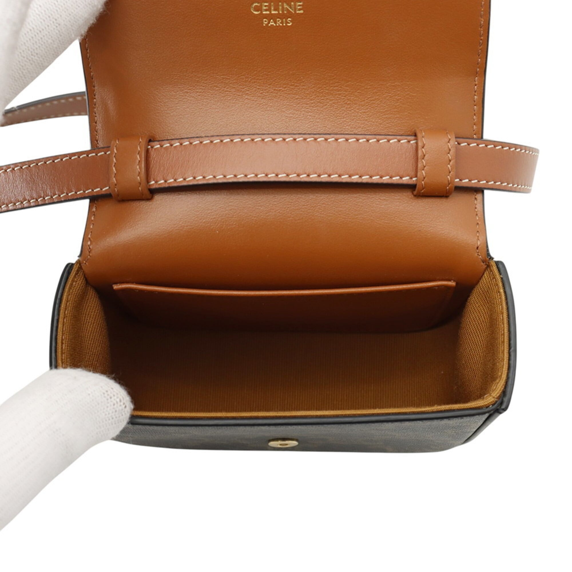 Celine Gold Pvc Leather Handbag Shoulder Bag (Pre-Owned)