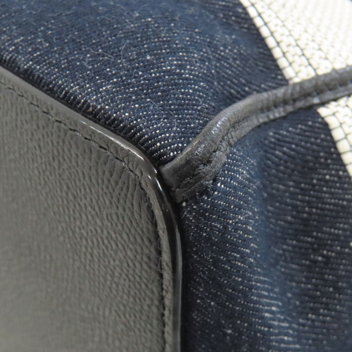 Valextra Black Navy White Canvas Tote Bag (Pre-Owned)