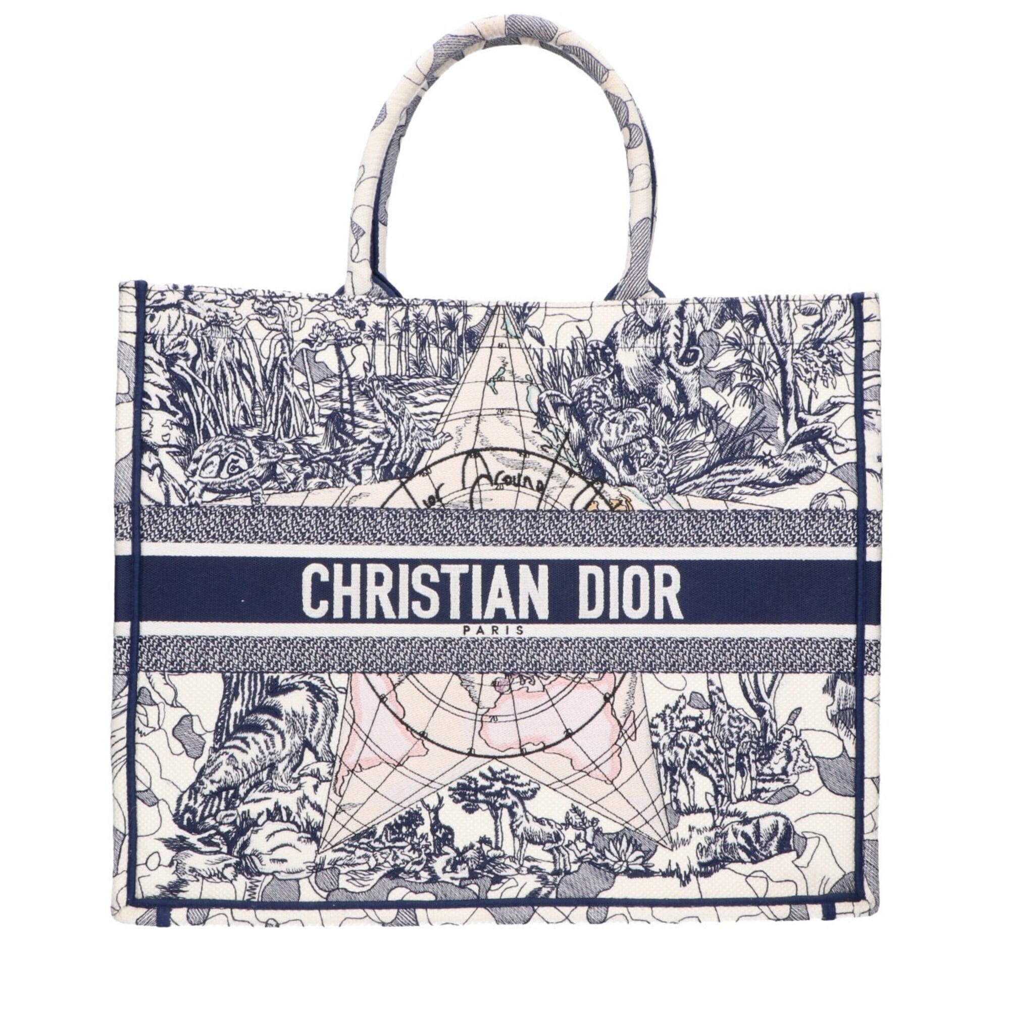 Christian Dior Navy White Canvas Tote Bag (Pre-Owned)