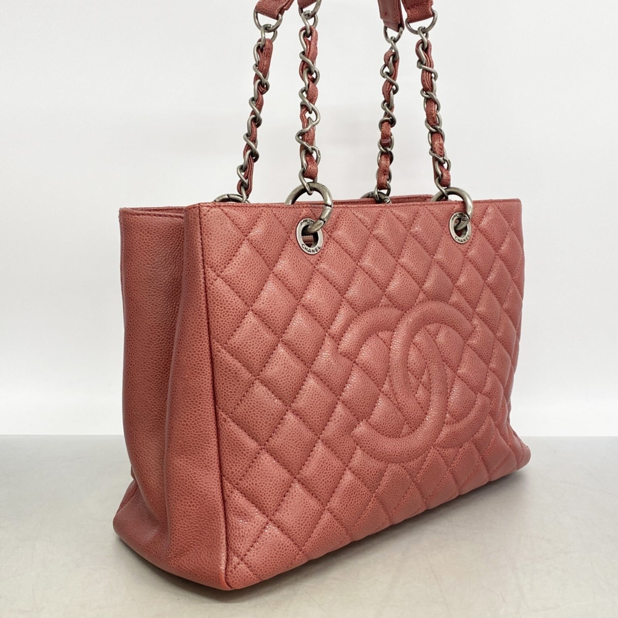 Chanel Red Color Grained Calfskin Tote Bag (Pre-Owned)