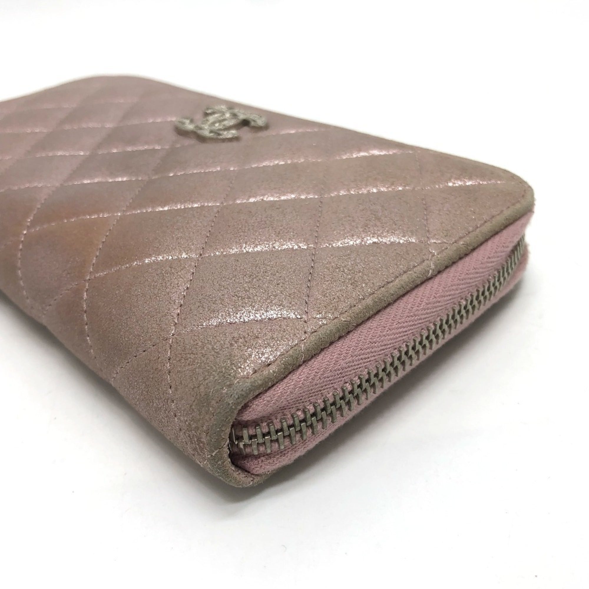 Chanel Pink Leather Long Wallet (Bi-Fold) (Pre-Owned)