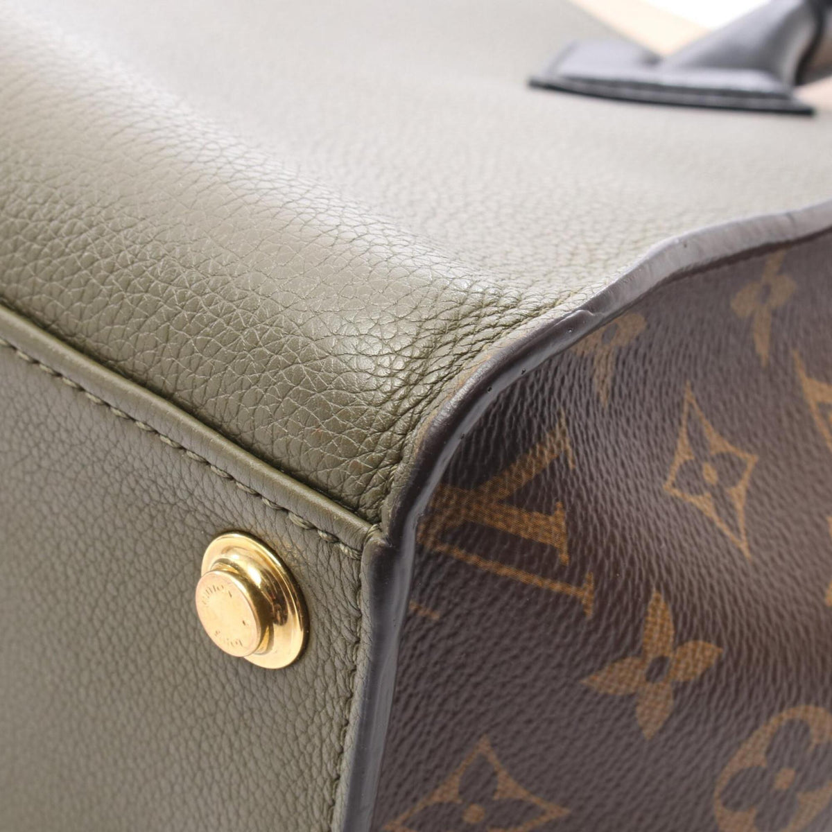 Louis Vuitton Brown Ivory Khaki Pvc Coated Canvas Leather Handbag (Pre-Owned)