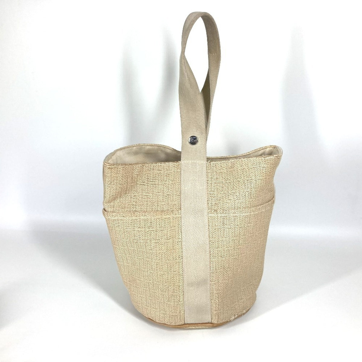 Hermes Beige Canvas Handbag Tote Bag (Pre-Owned)