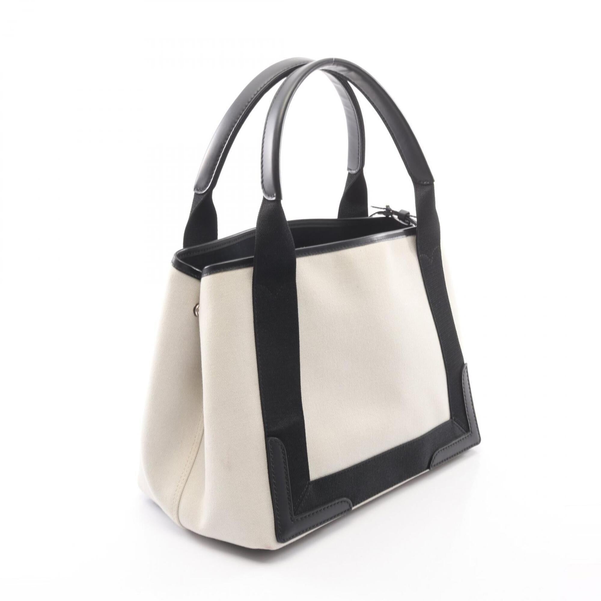 Balenciaga Black Ivory Canvas Leather Handbag Pouch Tote Bag (Pre-Owned)