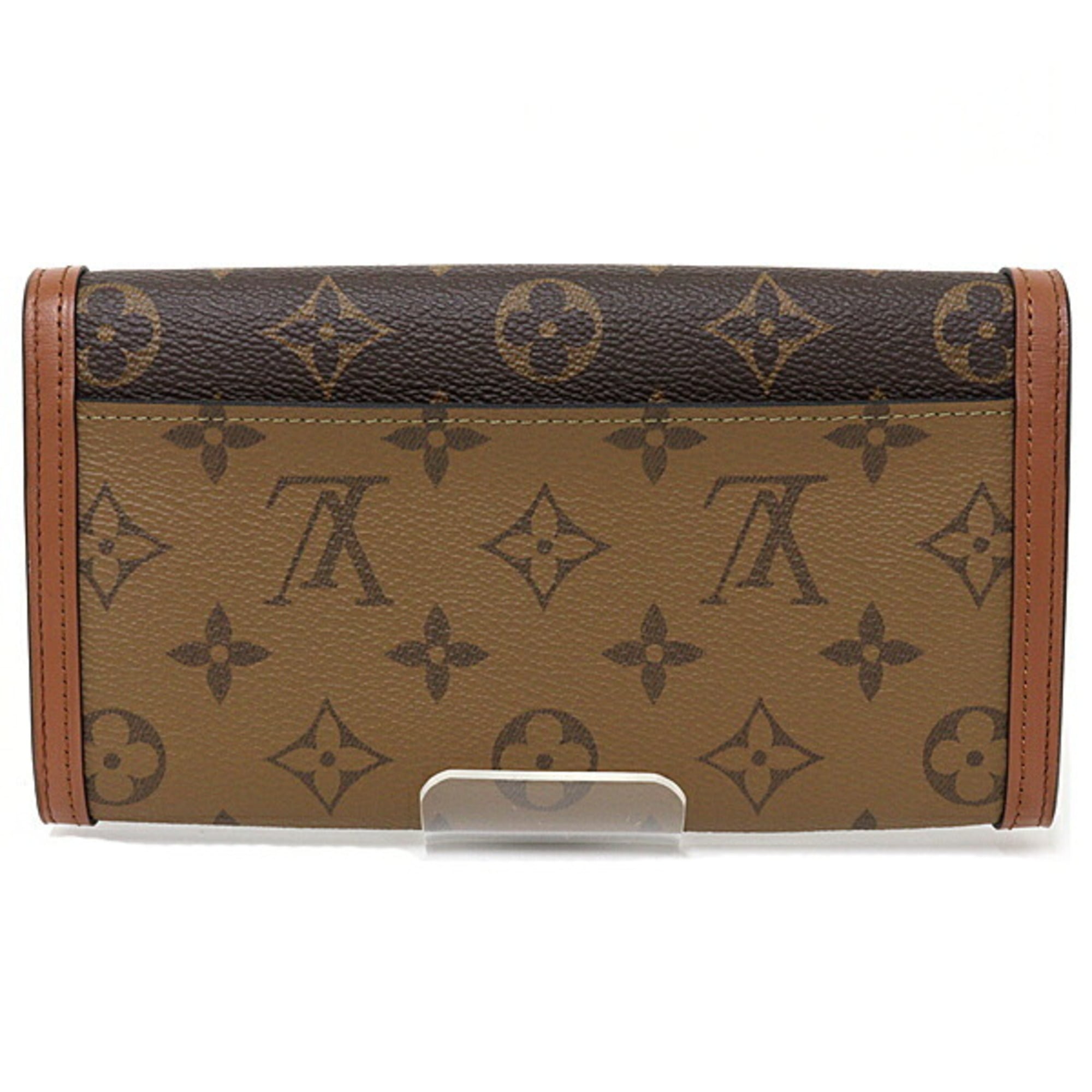 Louis Vuitton Brown Light Brown Monogram Monogram Reverse Leather Long Wallet (Bi-Fold) (Pre-Owned)