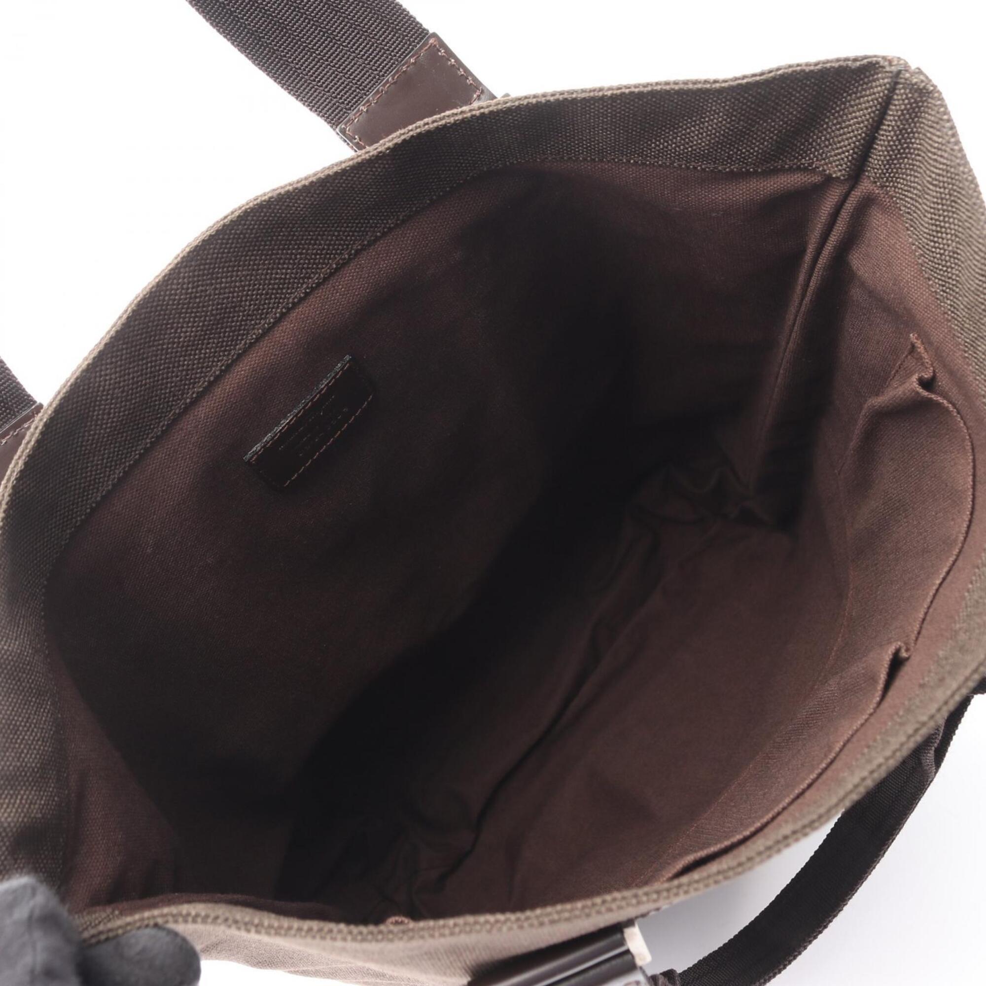 Salvatore Ferragamo Brown Canvas Leather Handbag Tote Bag (Pre-Owned)