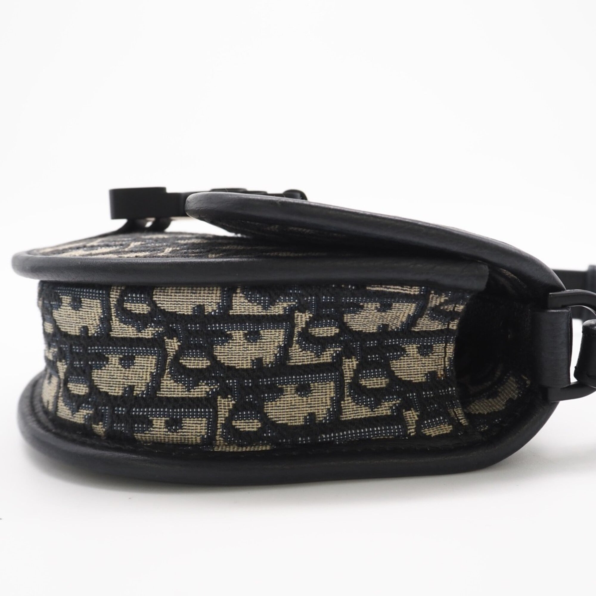 Christian Dior Gray Navy Cotton Canvas Shoulder Bag (Pre-Owned)