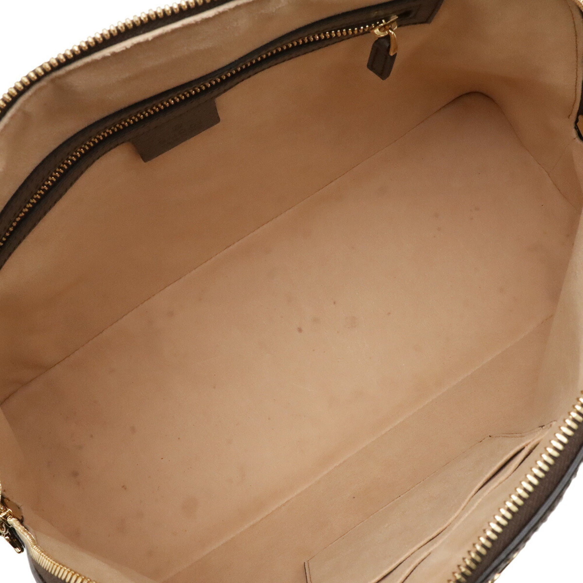 Gucci Beige Dark Brown Green Red Color Gg Supreme Canvas Leather Handbag Shoulder Bag (Pre-Owned)
