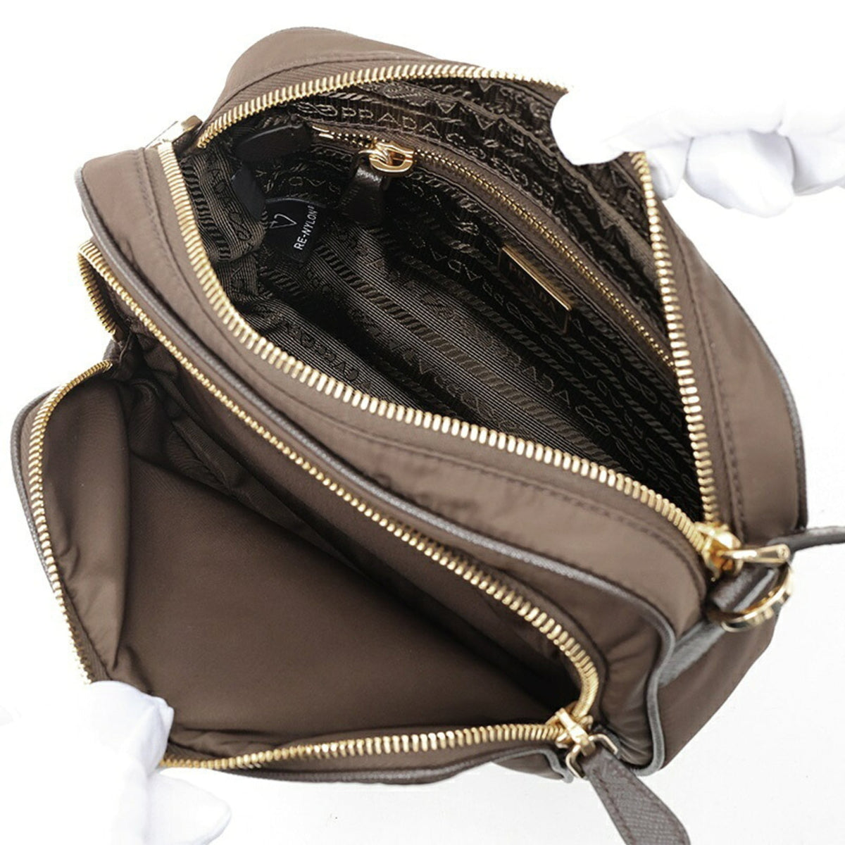 Prada Brown Leather Pouch Shoulder Bag (Pre-Owned)