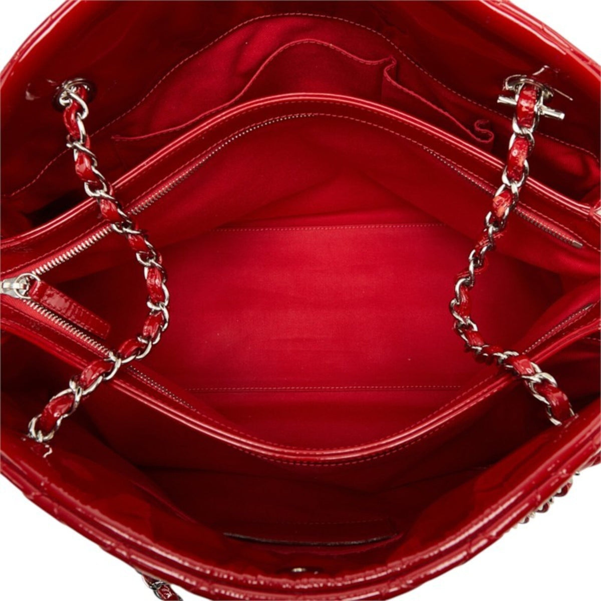 Chanel Red Color Leather Shoulder Bag Tote Bag (Pre-Owned)