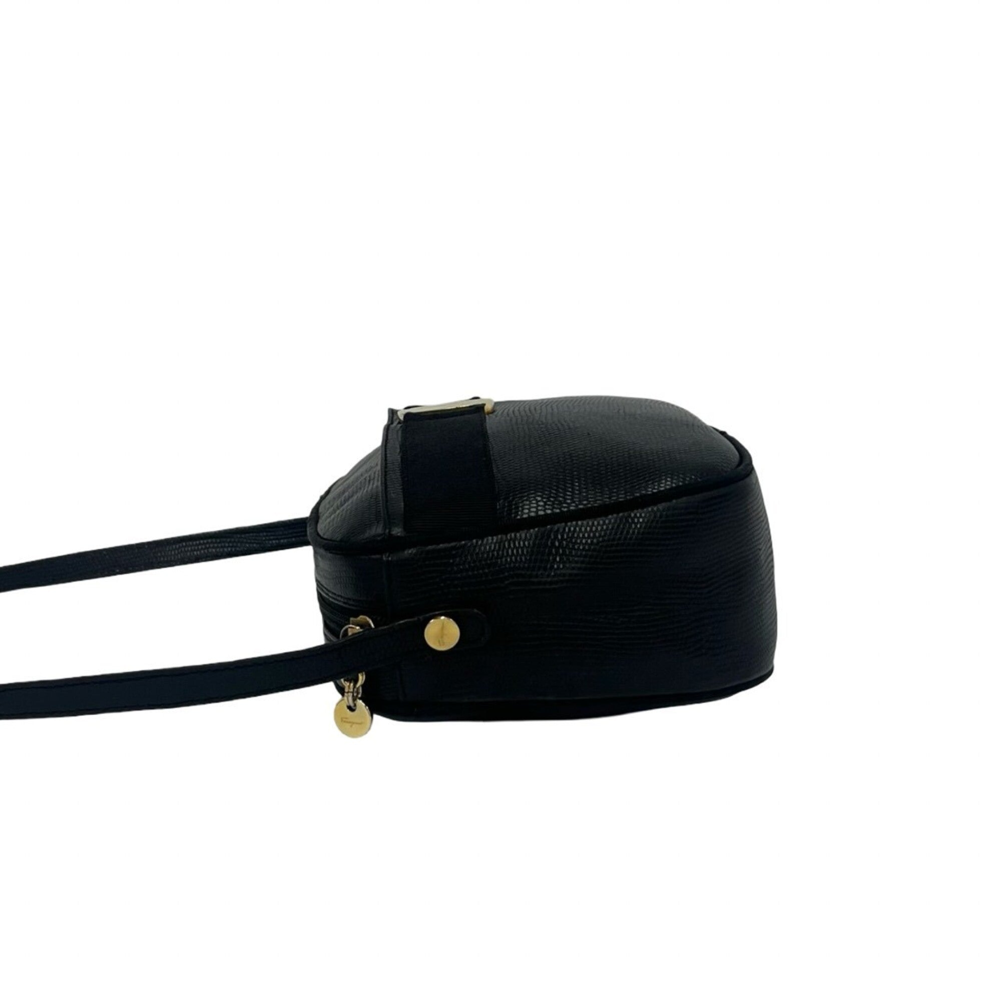 Salvatore Ferragamo Black Leather Pochette Shoulder Bag (Pre-Owned)