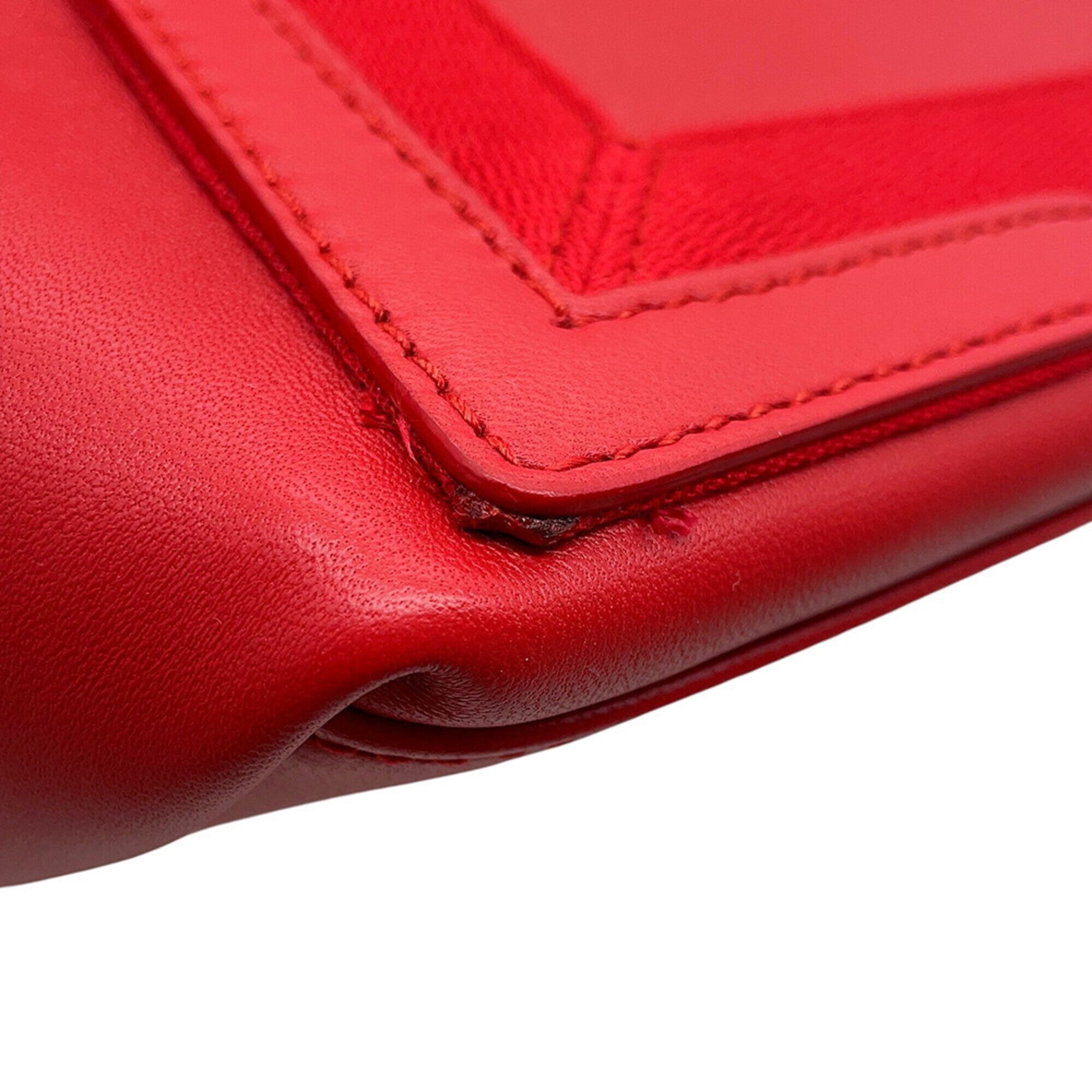 Balenciaga Red Color Leather Handbag Pouch Tote Bag (Pre-Owned)